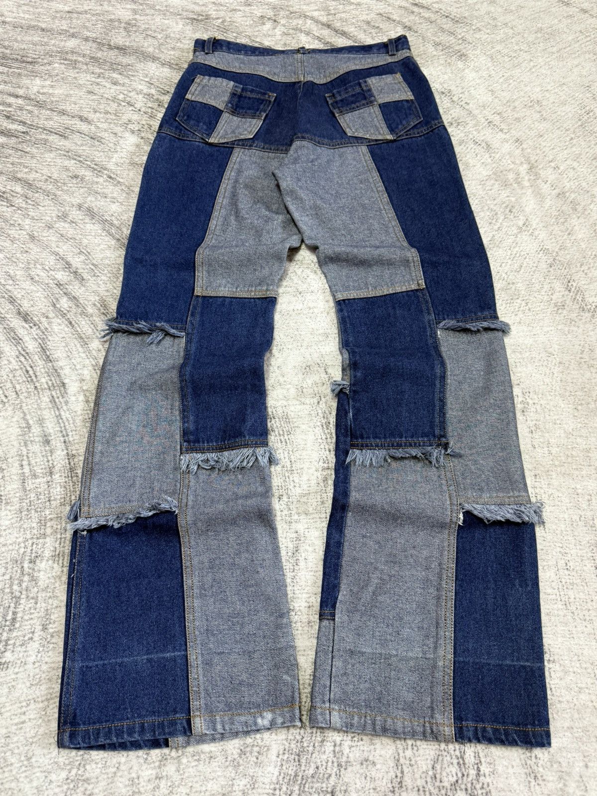 Angel Blue × Hysteric Glamour × Japanese Brand Pop Jelly Japan Penelled Frayed Patch Work Flared Jeans Size US 27 - 2 Thumbnail