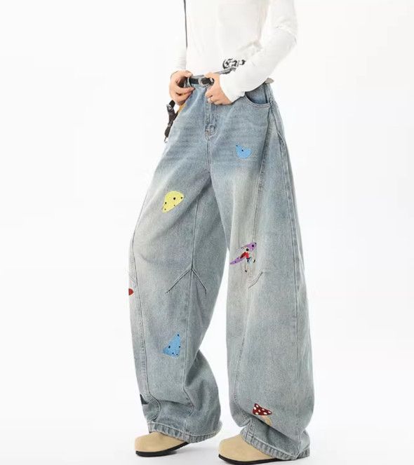 Japanese Brand Men's High-Street Style Fun Patchwork & Embroidered Jeans Size US 32 / EU 48 - 3 Thumbnail