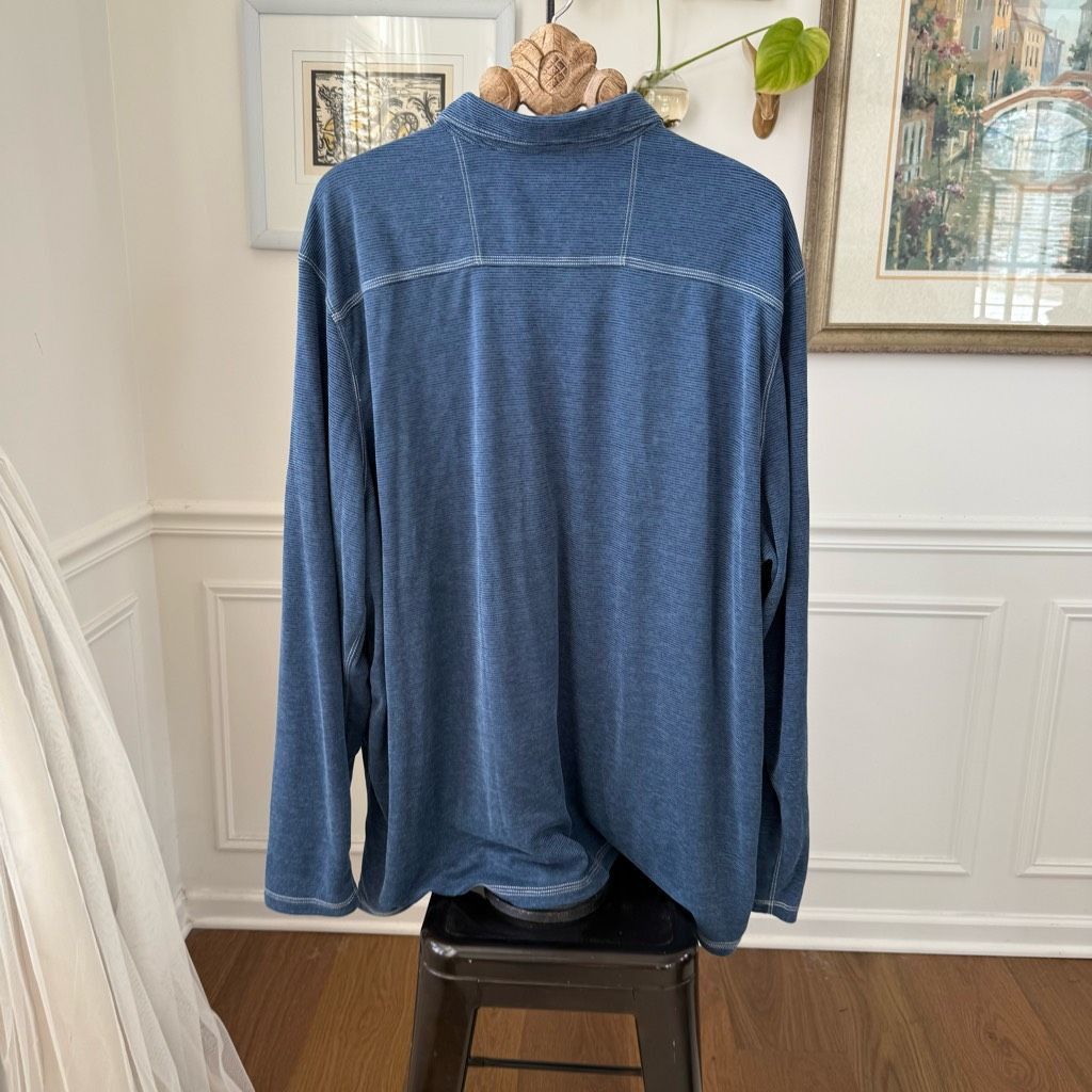 Tommy Bahama Tommy Bahama Blue Micro Stripe Long Sleeve Polo Shirt 3XL Ta Size US XXL / EU 58 / 5 - 5 Thumbnail