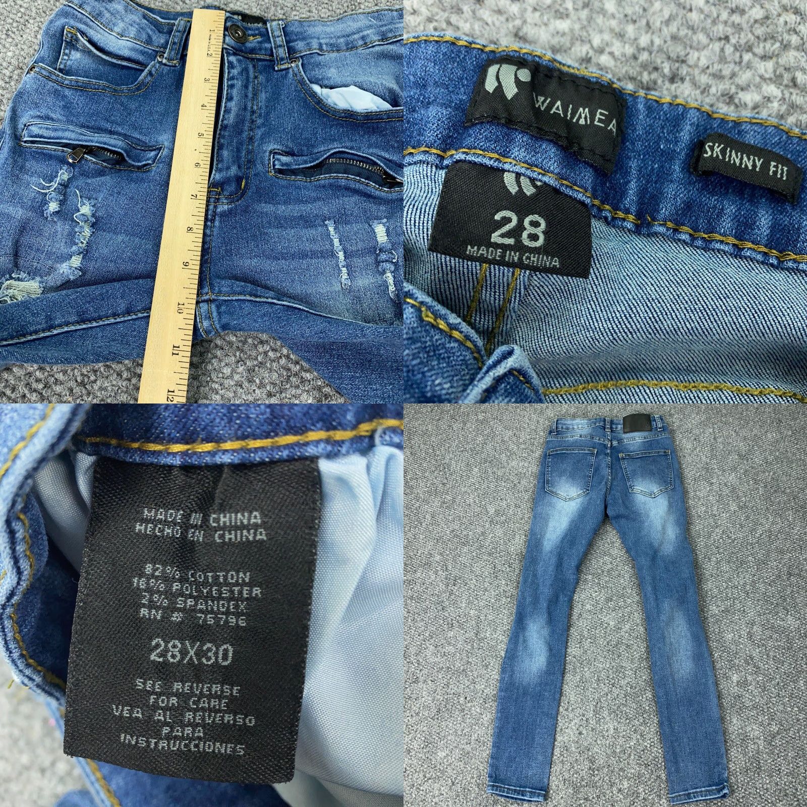 Levi's Levi's Waimea Skinny Fit Jeans Mens 28x30 Blue Straight Leg Distressed Grunge Size US 27 - 8 Thumbnail