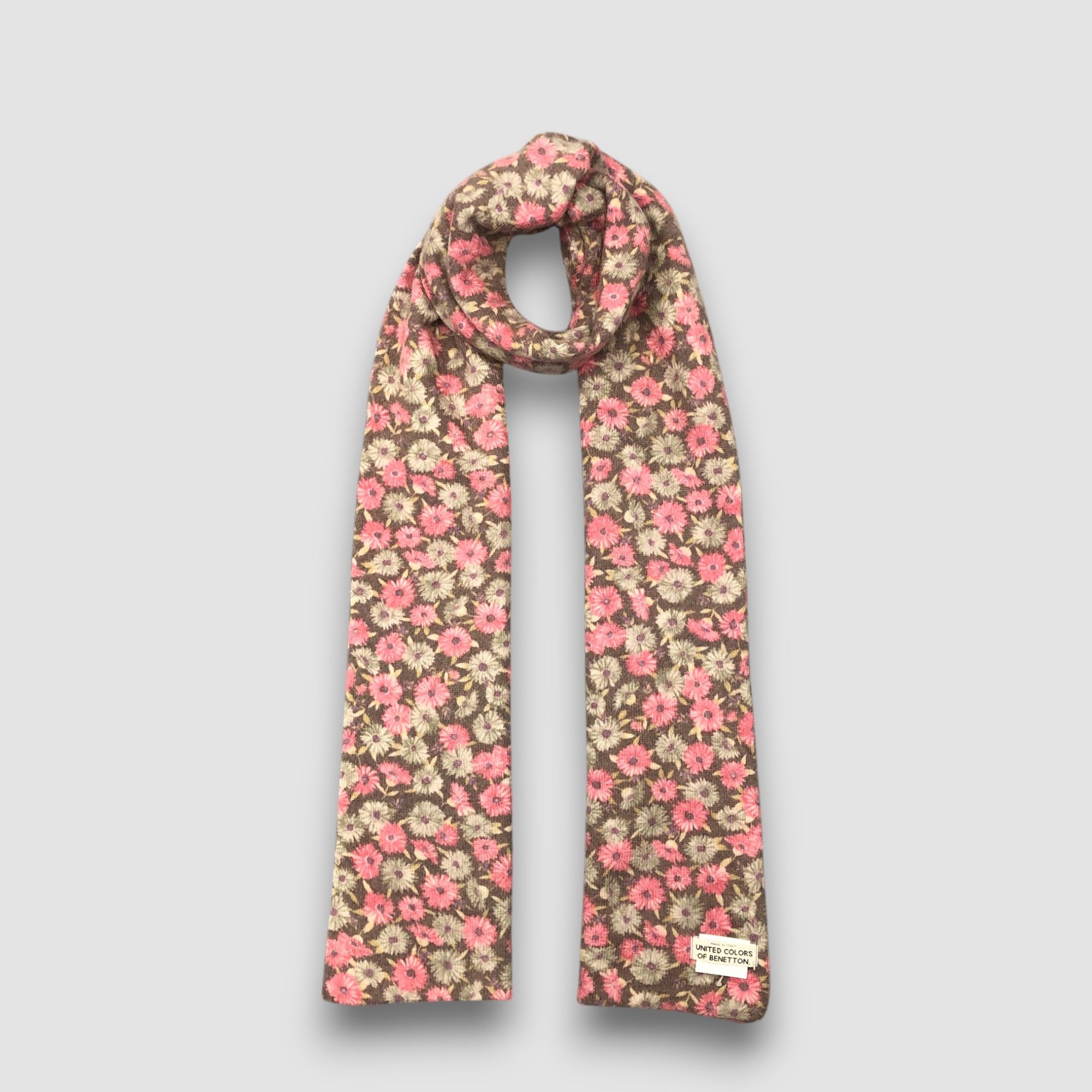 Benetton Vintage Benetton Scarf Muffler Floral Wool Winter Scarves Size ONE SIZE - 1 Thumbnail