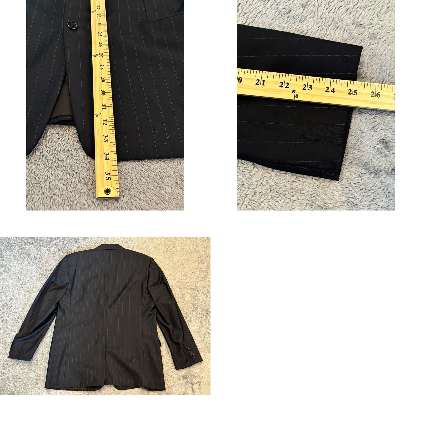 Vintage Hickey Freeman Loro Piana 100% Wool Black Striped Blazer Sport Jacket 44R Mens Blazer Regular Notch Two-Button Jacket Front Vented Size 44R - 8 Thumbnail