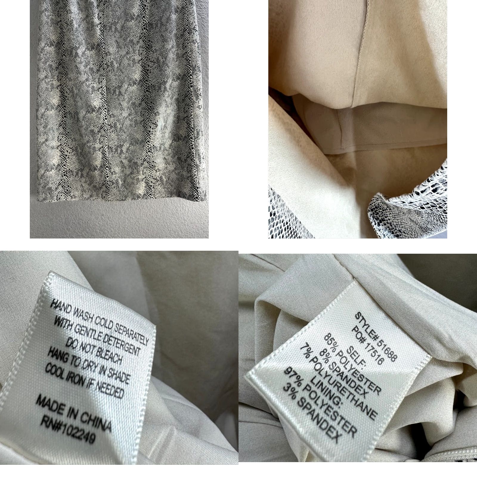 Skin Skies are Blue Women's Skirt Knee Length Gray Snake Print A-Line Lined Sz S Polyester Zip Knotted Size 28" / US 6 / IT 42 - 8 Thumbnail