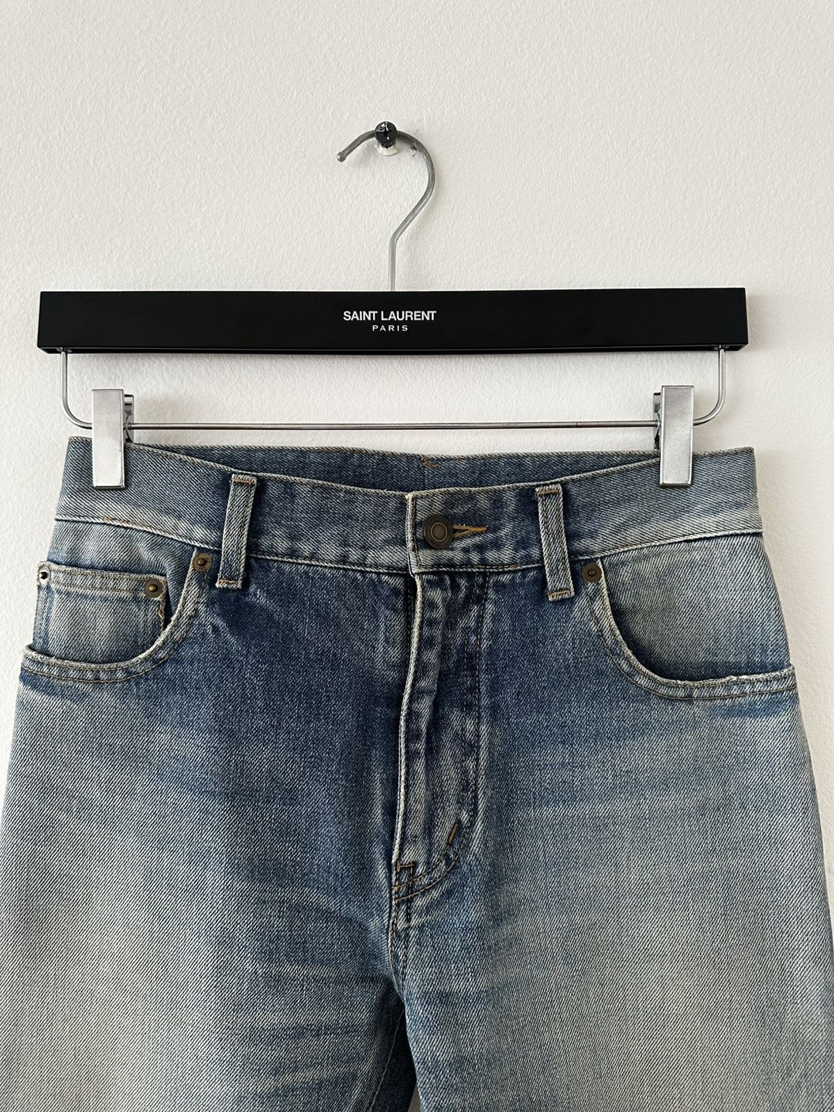 Saint Laurent Paris SS16 D10 Blue Jeans Knee Rip Mid Waist Size US 27 - 3 Thumbnail