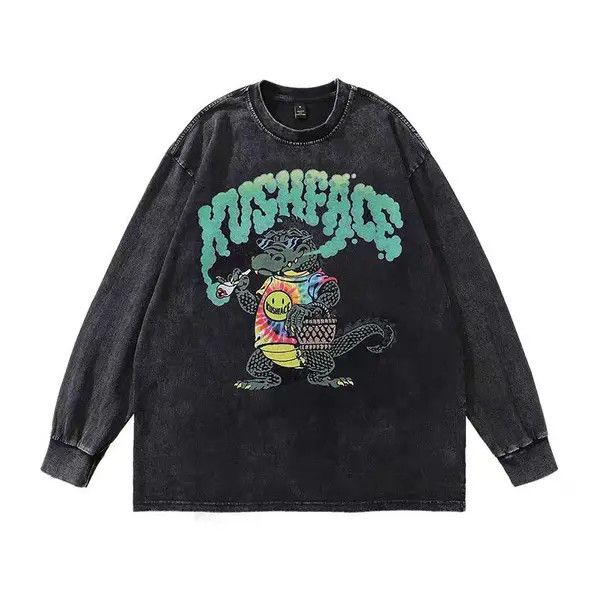 Other Street Vintage Hip Hop Printed Washed Long Sleeve T-Shirt Size US L / EU 52-54 / 3 - 1 Thumbnail