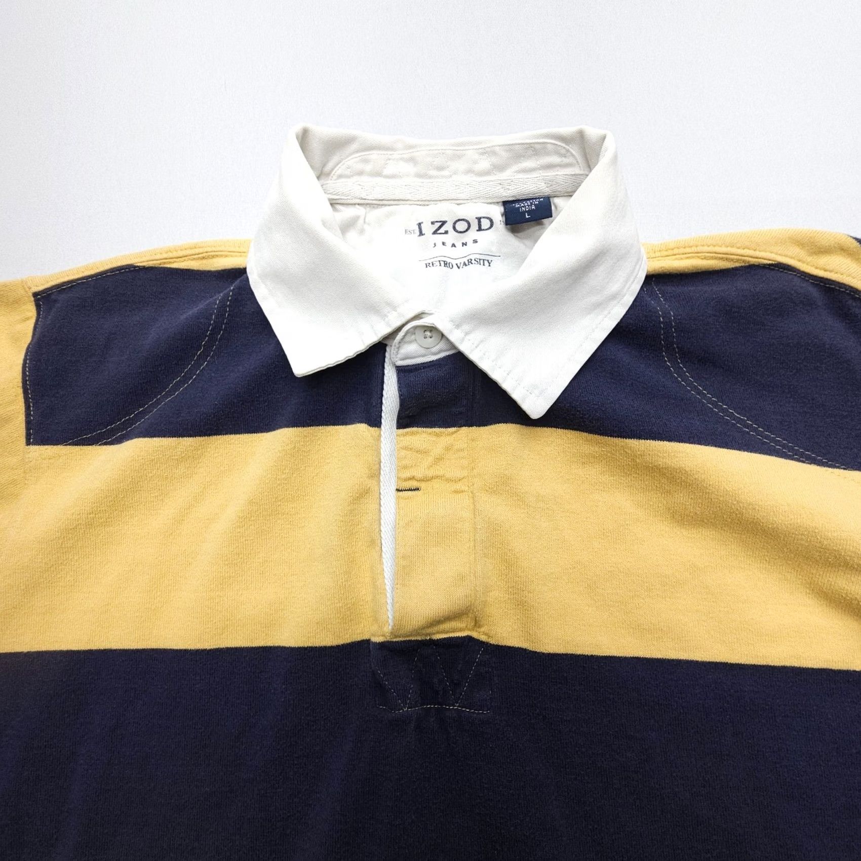 Izod IZOD Polo Shirt Mens Large Striped Cotton Long Sleeve Retro 90s Rugby Size US L / EU 52-54 / 3 - 5 Thumbnail