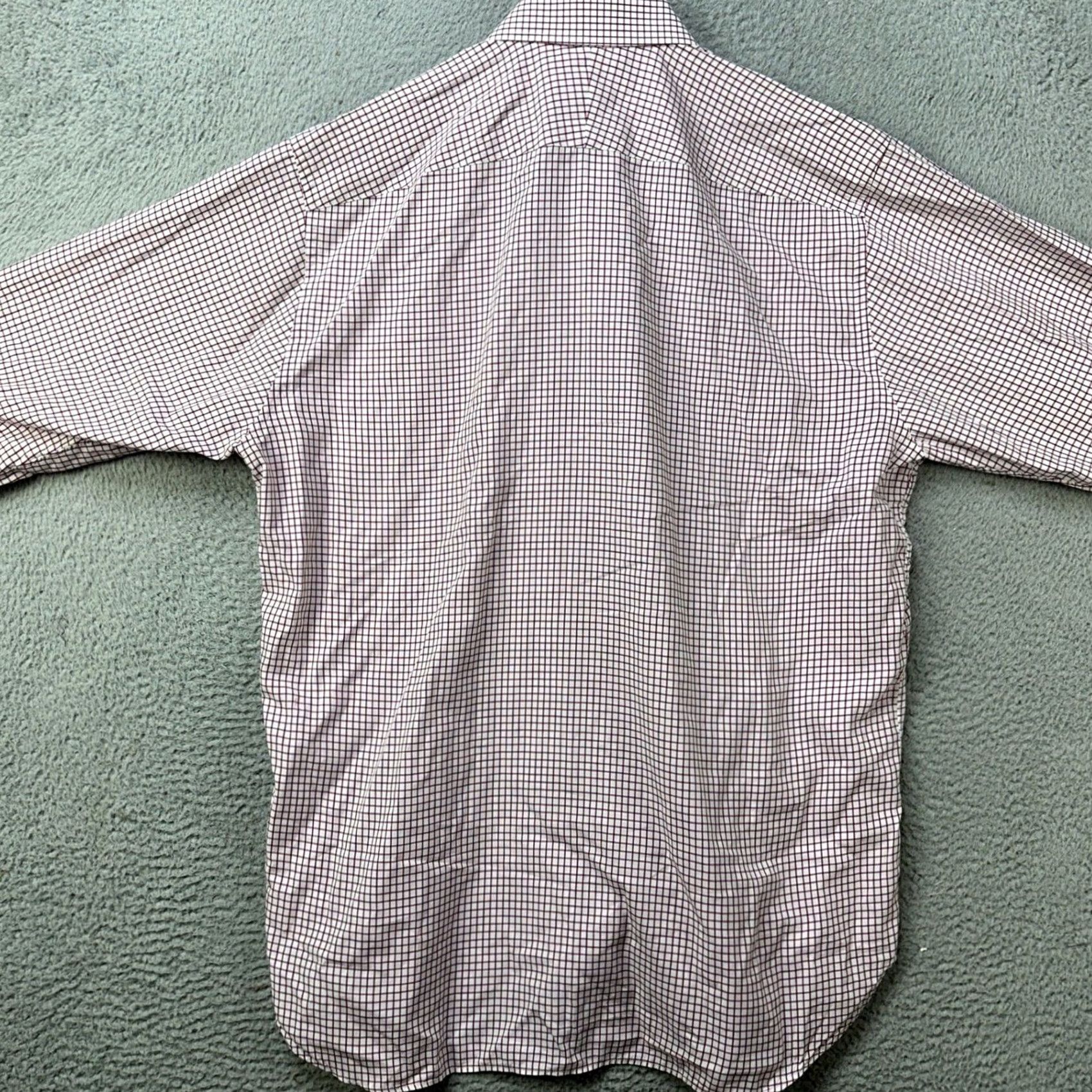 Paul Stuart VINTAGE Paul Stuart Mens Shirt Dress Pink Gingham Check Pocket 17.5X35 EUC Size 48R - 3 Thumbnail