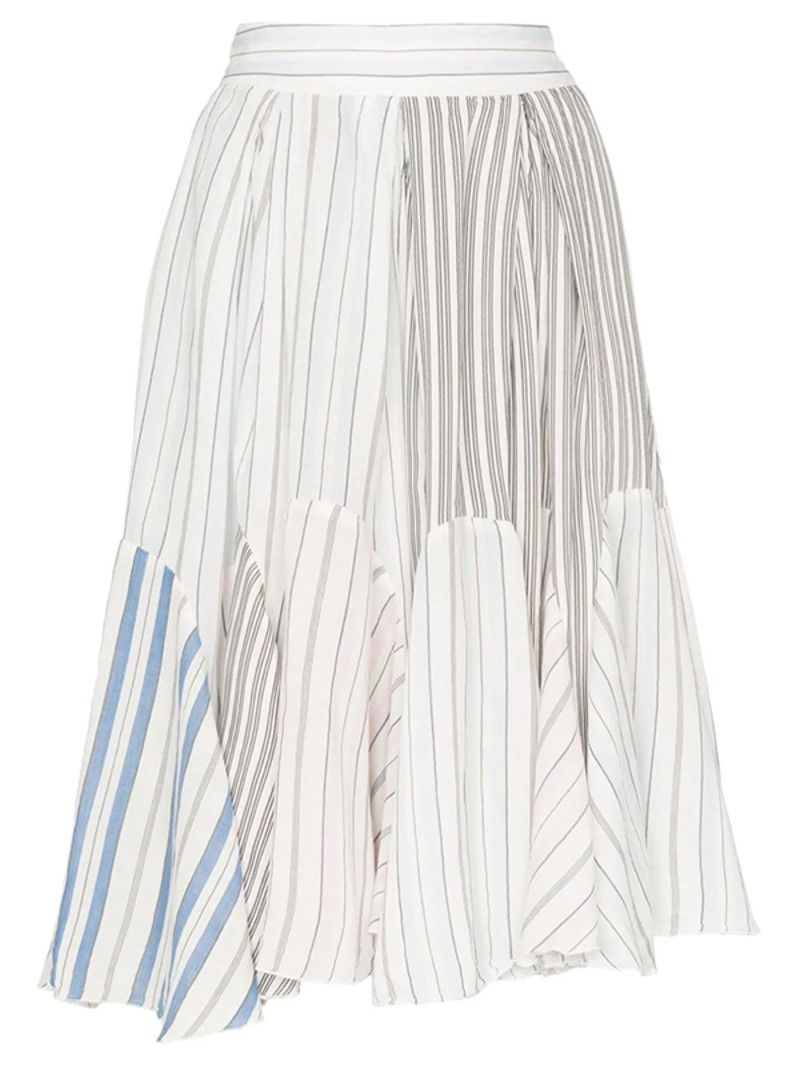 JW Anderson o1mle0325 Pyjama Stripe Skater Skirt in Multicolor Size 26" / US 2 / IT 38 - 1 Preview
