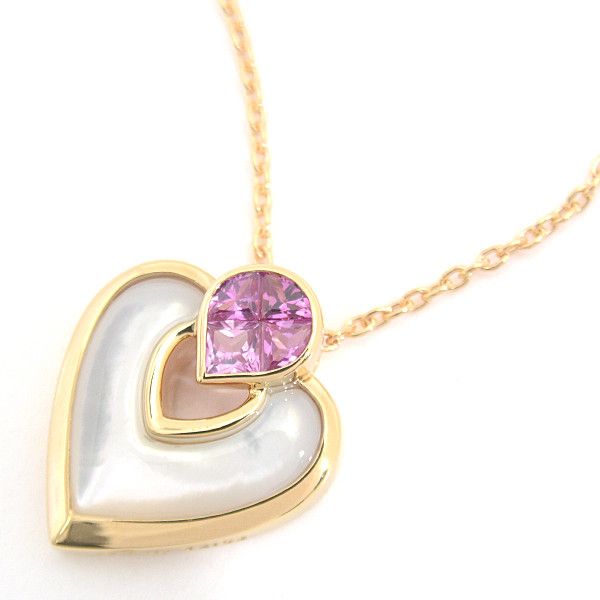 Other Other Jeunet 750YG White Shell Pink Sapphire Necklace Gold Metal Necklace 73041 in Great Condition Size ONE SIZE - 1 Thumbnail