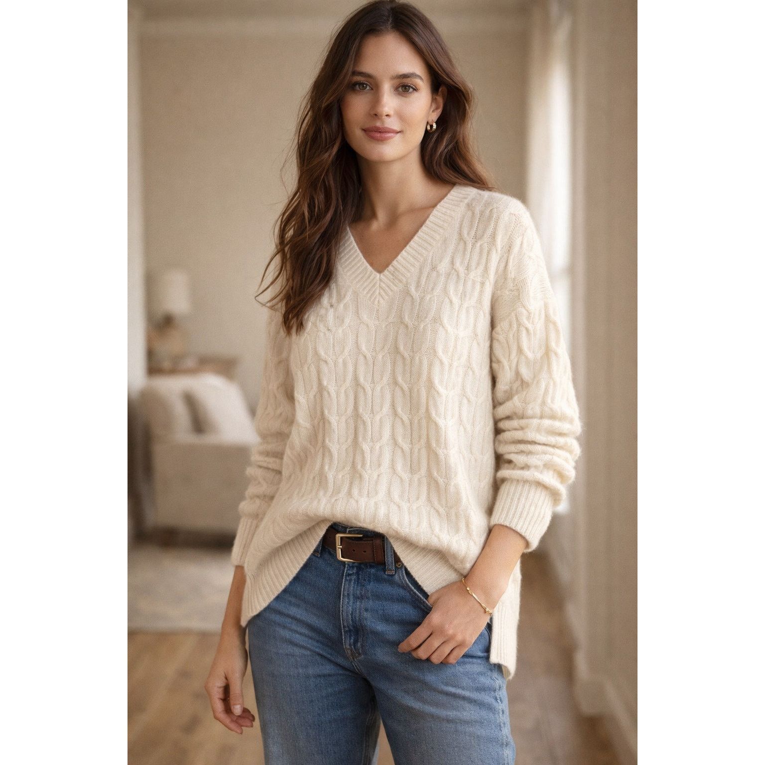Other Erdos NWT Ivory V-Neck Cashmere Sweater XL Quiet Lux Uni Sex Size XL / US 12-14 / IT 48-50 - 1 Thumbnail