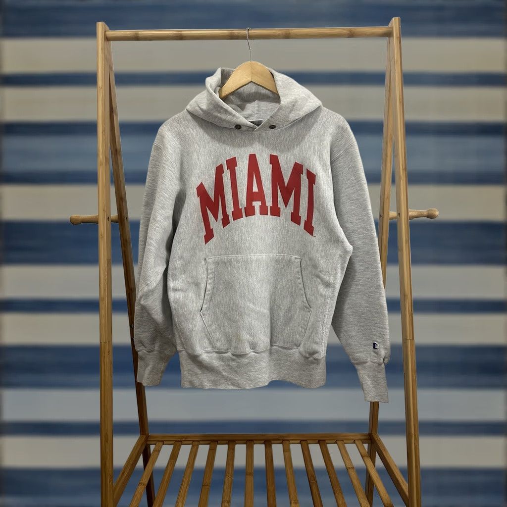 Champion VTG 90s University of Miami Champion Reverse Weave Hoodie Sweatshirt L Gray Mens Size US L / EU 52-54 / 3 - 1 Thumbnail