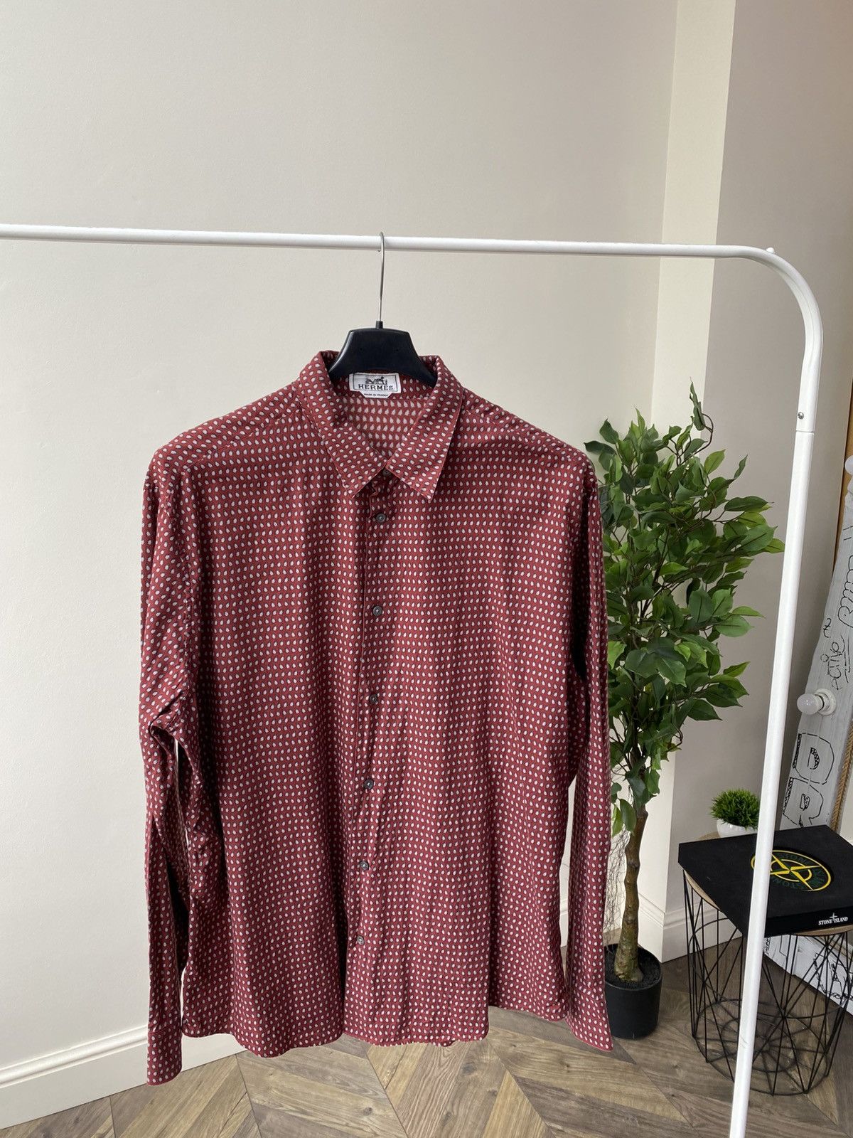 Designer × Hermes × Vintage Vintage Hermes Penguin Imprinted Fitted Cotton shirt Size US L / EU 52-54 / 3 - 4 Thumbnail