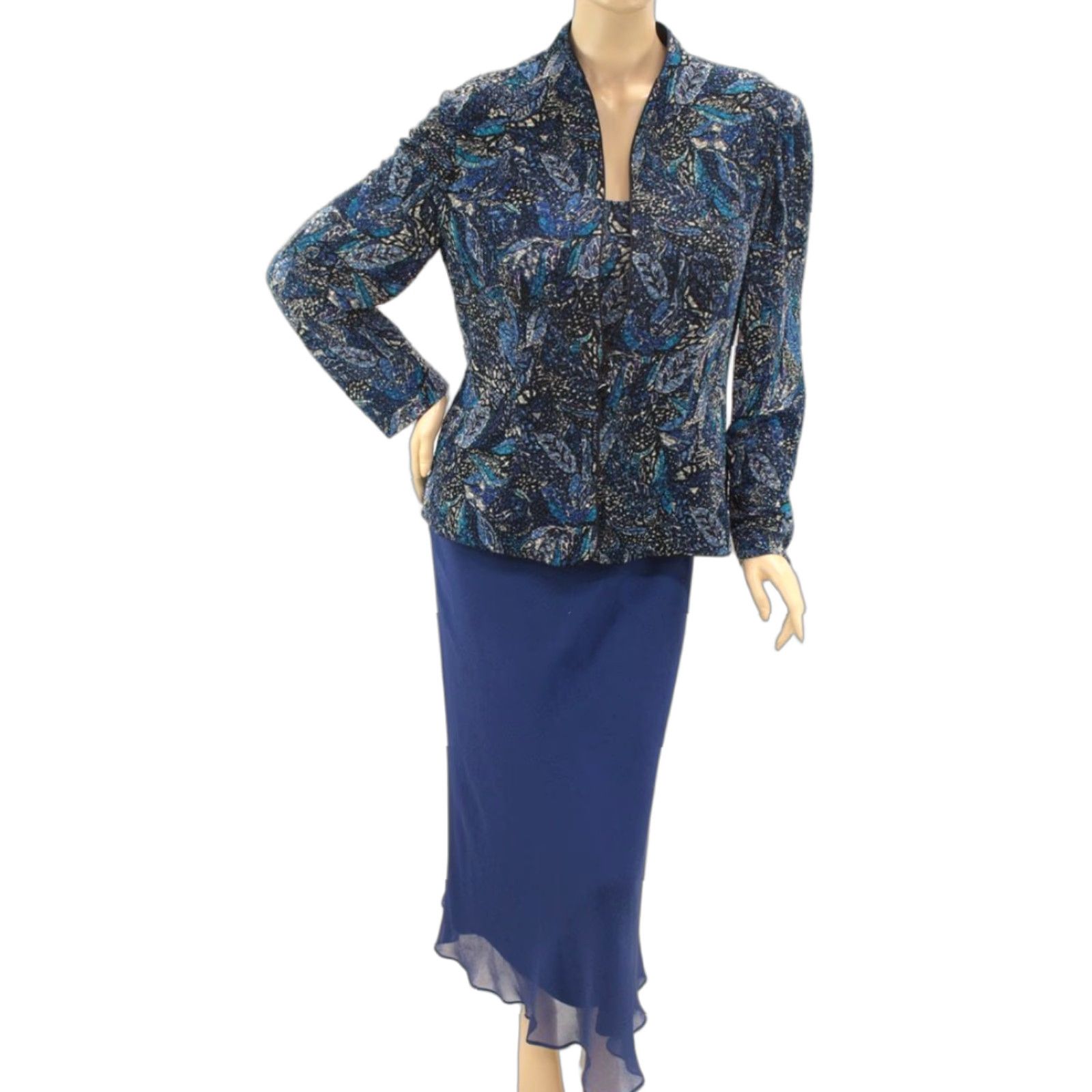 Alex Evenings VINTAGE Alex Evenings Skirt Suit Women's XL Blue Old Money Classic Glitter Sparkle Size 40" / US 18 - 1 Thumbnail