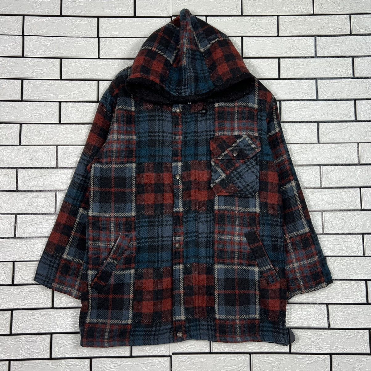 Vintage 80s BIG SHEPHERD Feathertop Checked Hooded Jacket #4130-C188 Size US M / EU 48-50 / 2 - 1 Thumbnail