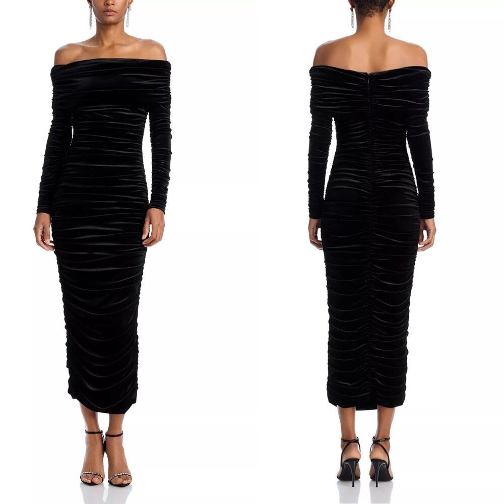 Ronny Kobo NWT New Ronny Kobo Varonica Off-the Shoulder Black Velvet D Size L / US 10 / IT 46 - 1 Thumbnail
