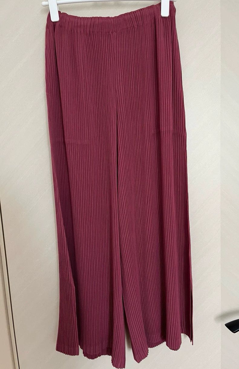 Issey Miyake Issey Miyake size:2 Red mainline toothpick wide-leg pants Size 31" - 1 Thumbnail