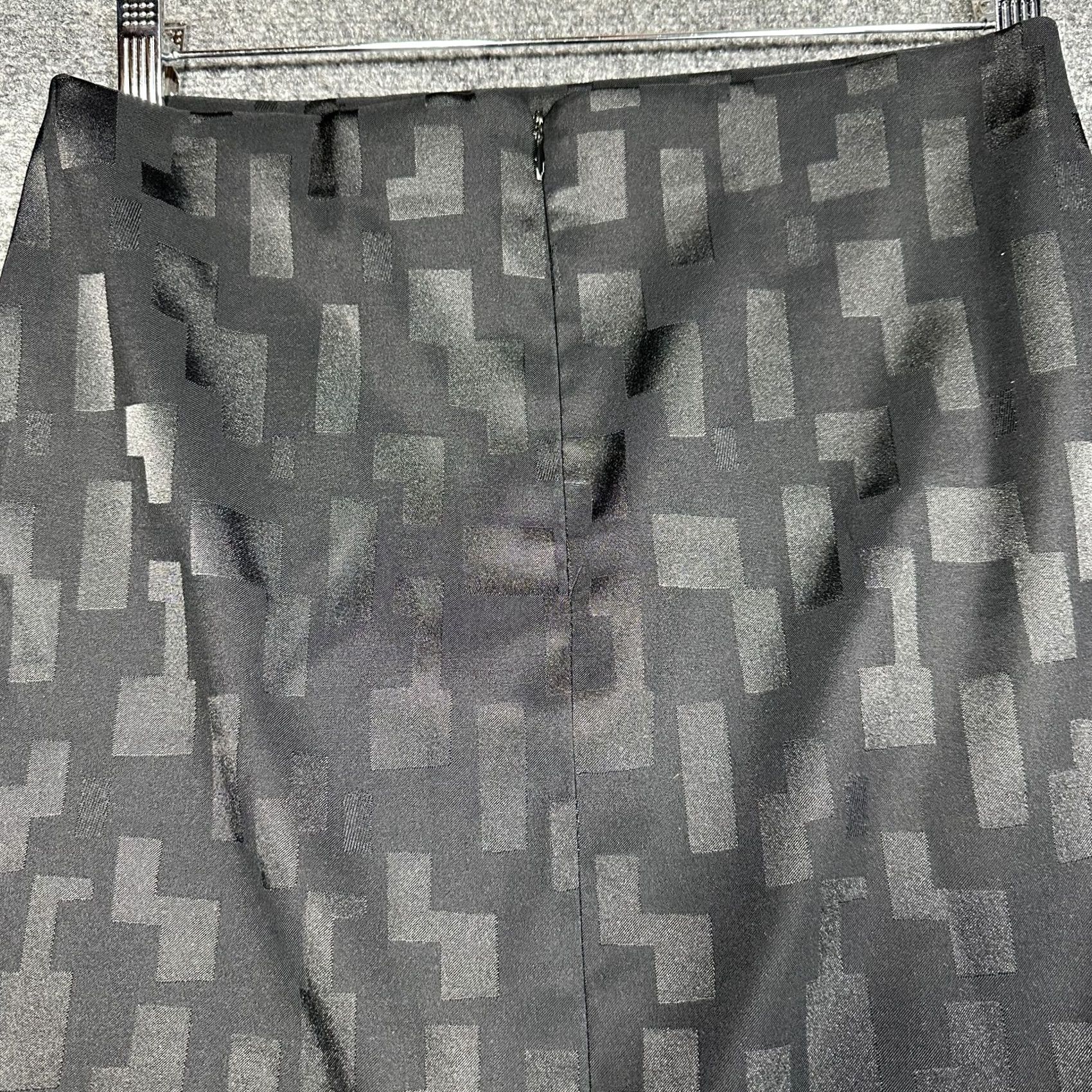 Vintage LAUREN VIDAL Skirt Womens T2 6 Black Pencil Print Vent Back Zip Geometric Size 28" / US 6 / IT 42 - 7 Thumbnail