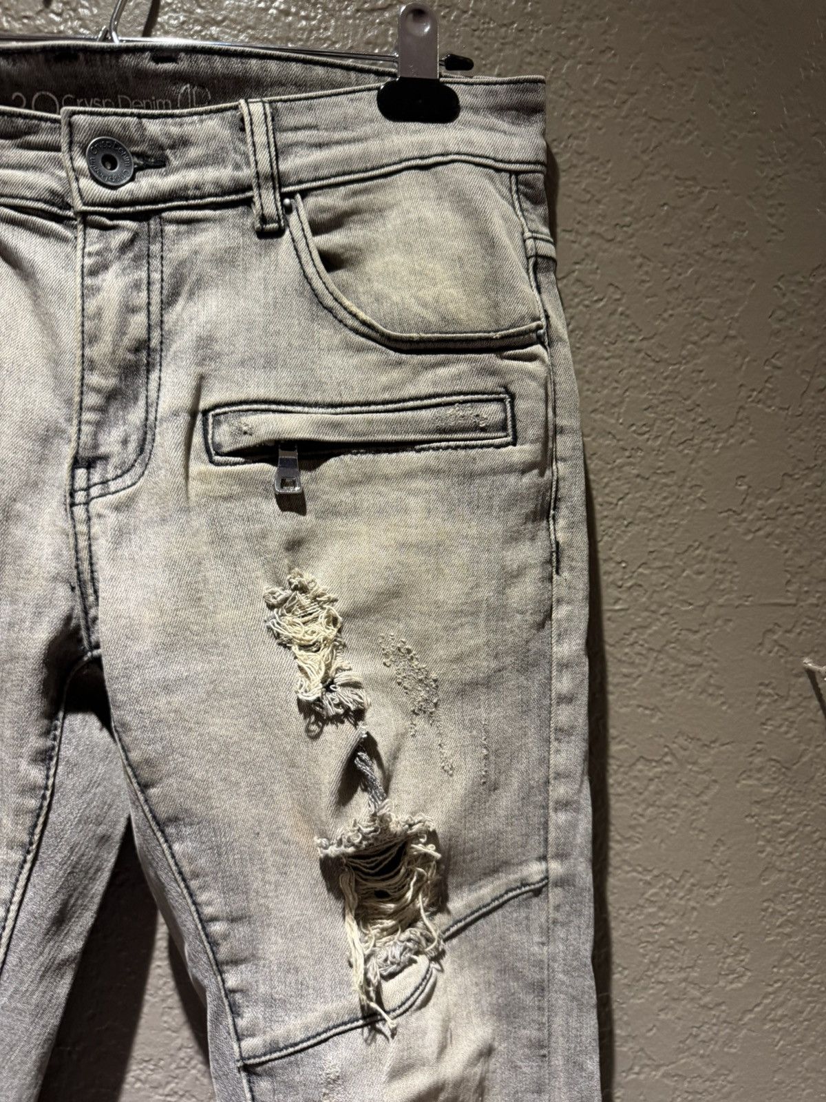Crysp Denim Crysp Denim Skinny Slim Biker Rocker Denim Aged Wash 30 Size US 30 / EU 46 - 3 Thumbnail