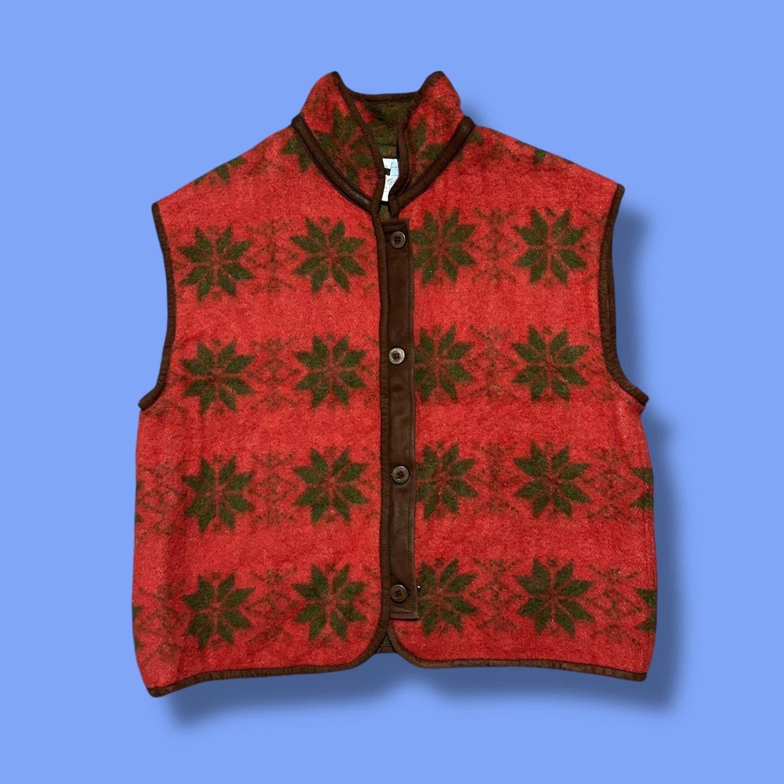 Vintage Vintage Norwegian Wool Vest Sleeveless Jacket Red Medium Size M / US 6-8 / IT 42-44 - 1 Thumbnail