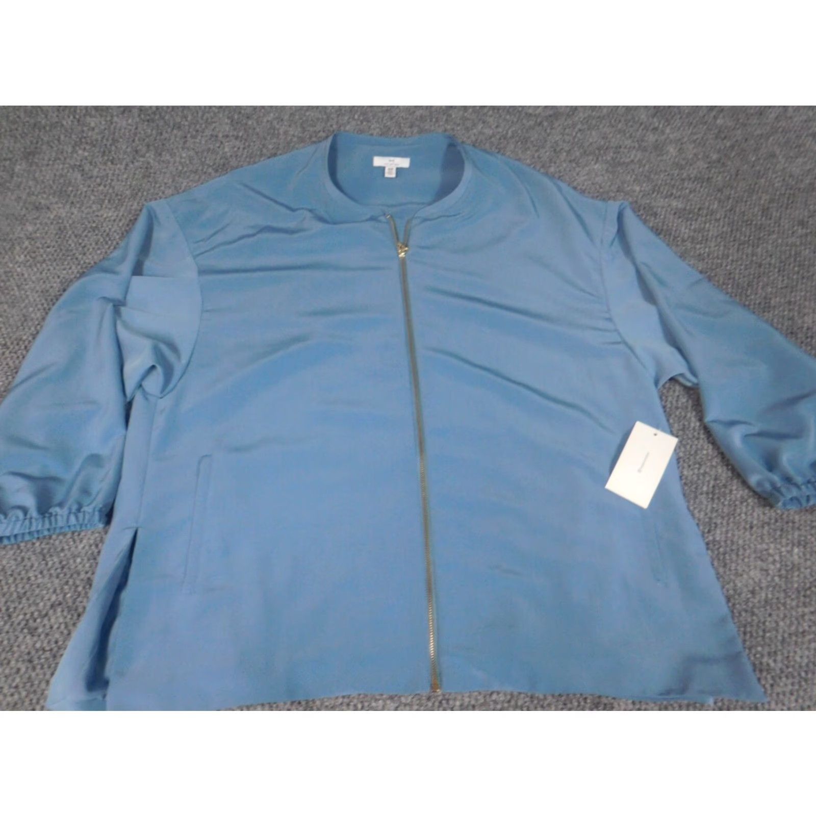 Vintage H by Halston Womens Jacket Medium Blue Zip Jacket Regular Womens Winter Full Zip Casual Size M / US 6-8 / IT 42-44 - 2 Thumbnail