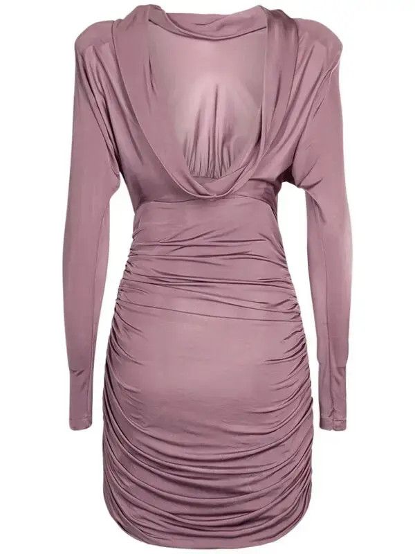 Saint Laurent Paris o1tp1o1224 Cowl Backless Dress In Shiny Jersey in Purple Size S / US 4 / IT 40 - 2 Thumbnail
