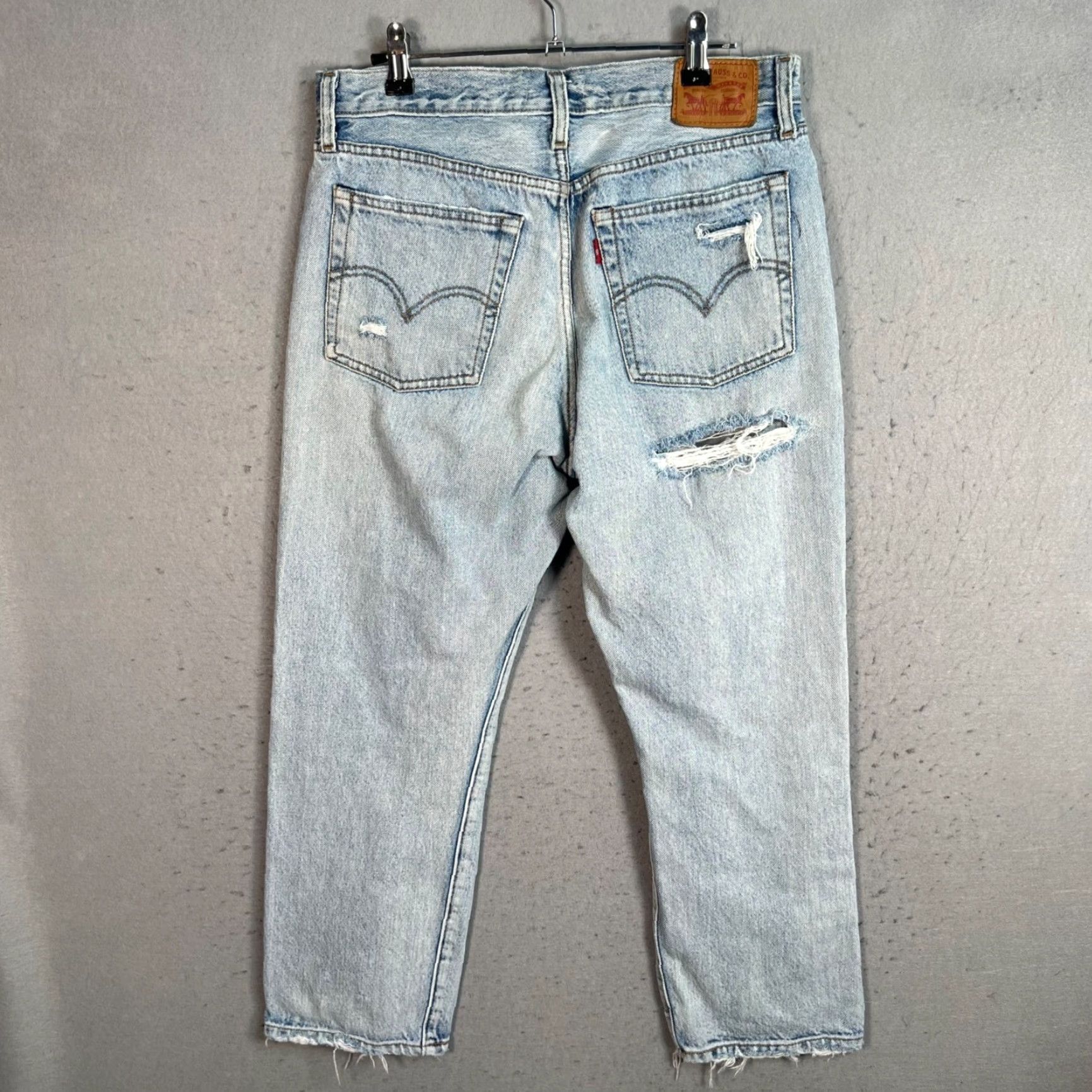 Levi's Levi’s Wedgie Straight Jeans Womens 30 Light Blue Distressed 5-Pocket Denim High Rise Regular Fit Vintage: No Size 30" / US 8 / IT 44 - 2 Thumbnail