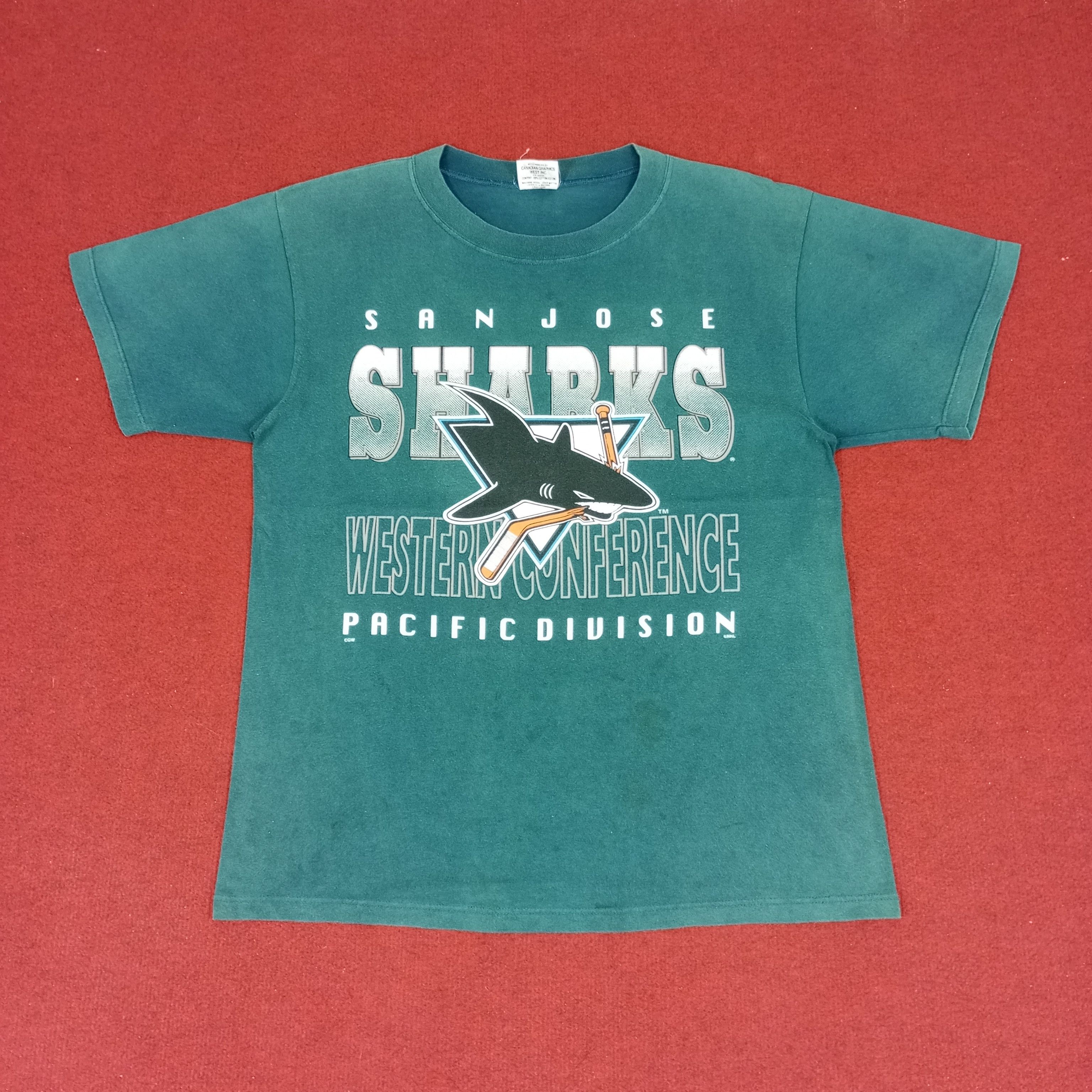 NHL × Vintage San Jose Sharks NHL Ice Hockey Team Vintage Tshirt Size US M / EU 48-50 / 2 - 1 Thumbnail