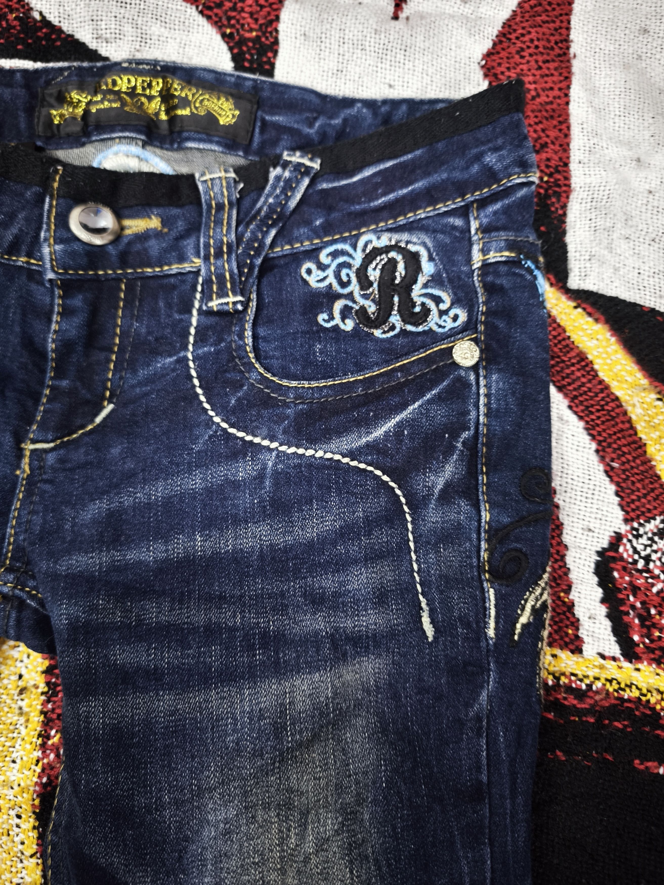 Hysteric Glamour Flare 🔥 Red Pepper Butterfly Embroidery Flare Jeans Size 31" - 7 Thumbnail