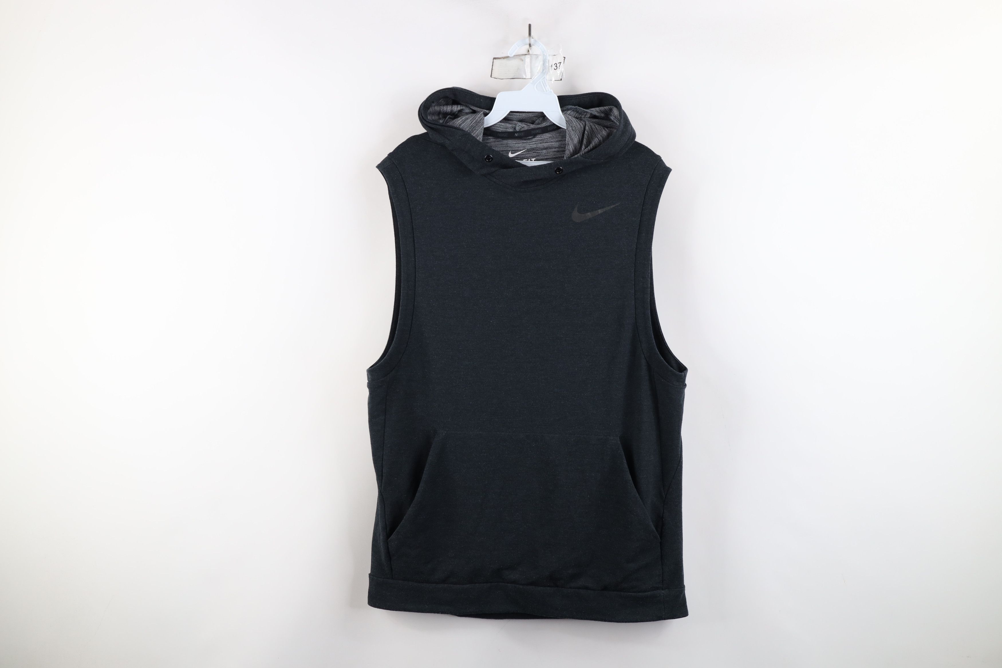 Nike × Vintage Nike Sleeveless Training Hoodie Sweatshirt Charcoal Gray Size US M / EU 48-50 / 2 - 1 Thumbnail