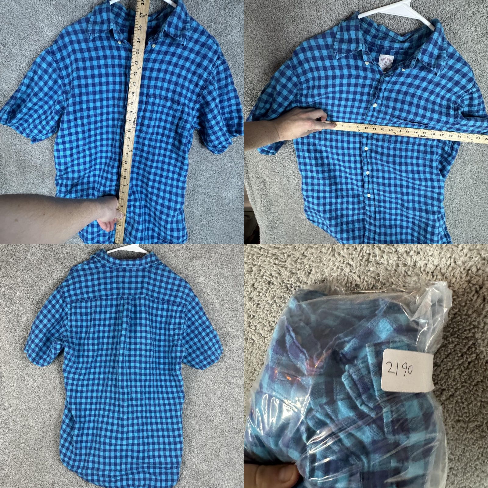 Brooks Brothers Brooks Brothers Shirt Mens Medium Blue Gingham Linen Button Down Short Sleeve Size US M / EU 48-50 / 2 - 8 Thumbnail