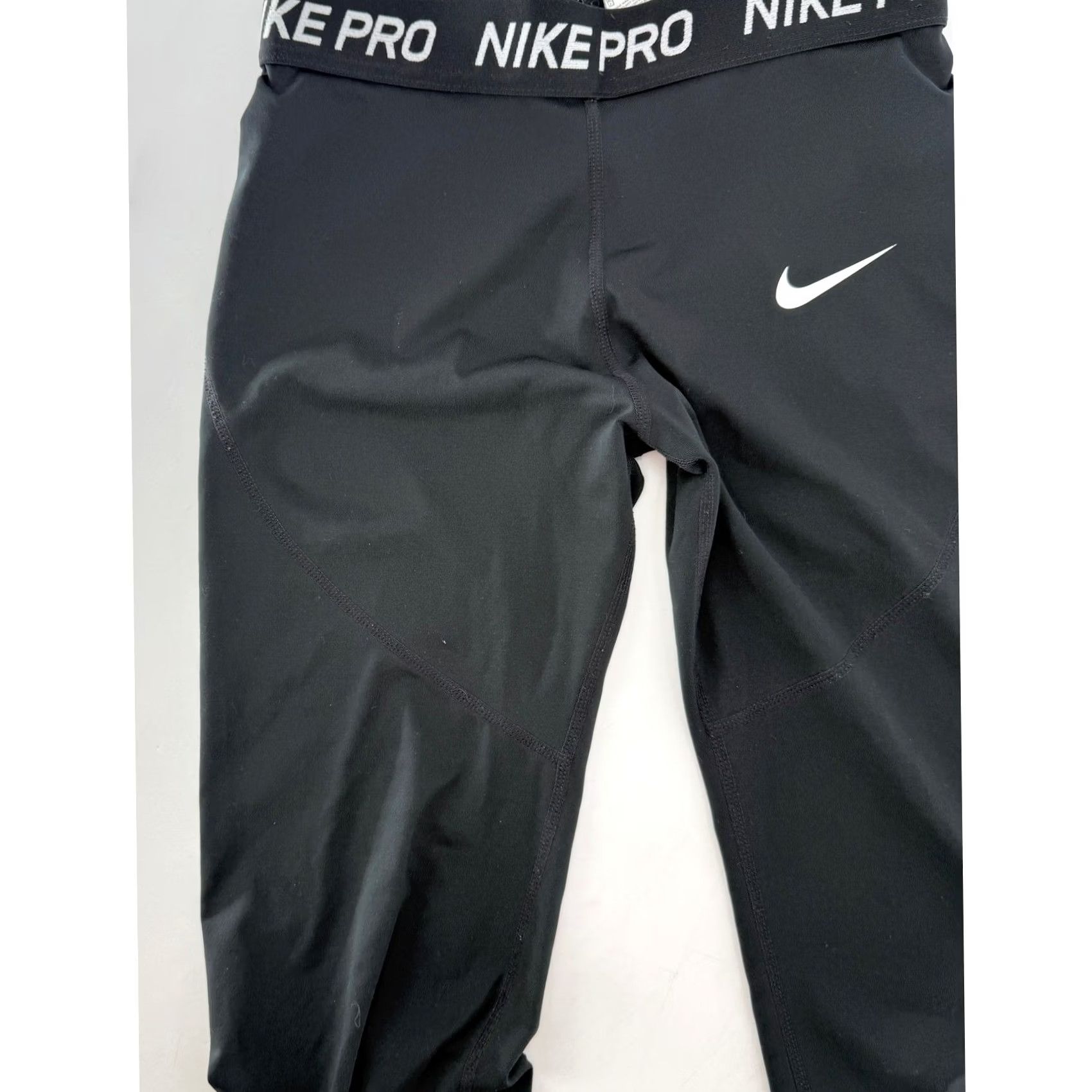 Nike Nike Cropped Womens L Black Pro Training Leggings Women White Logo Athletic Apparel Size 36" / US 14 / IT 50 - 7 Thumbnail