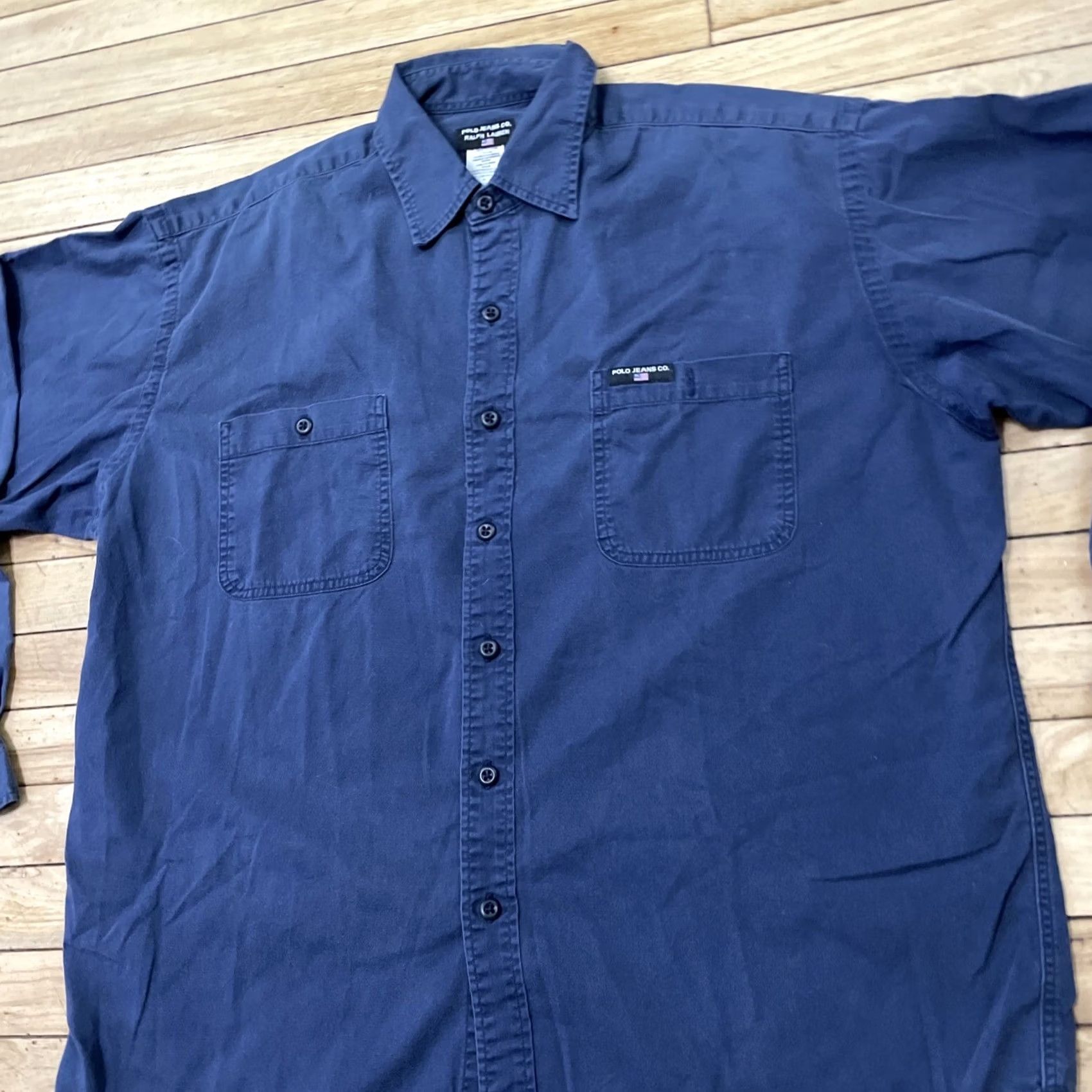 Polo Ralph Lauren VINTAGE Polo Jeans Co. Ralph Lauren Shirt Men XL Twill Blue Y2K Streetwear Signature 90s Classic Button-Up Size US XL / EU 56 / 4 - 4 Thumbnail