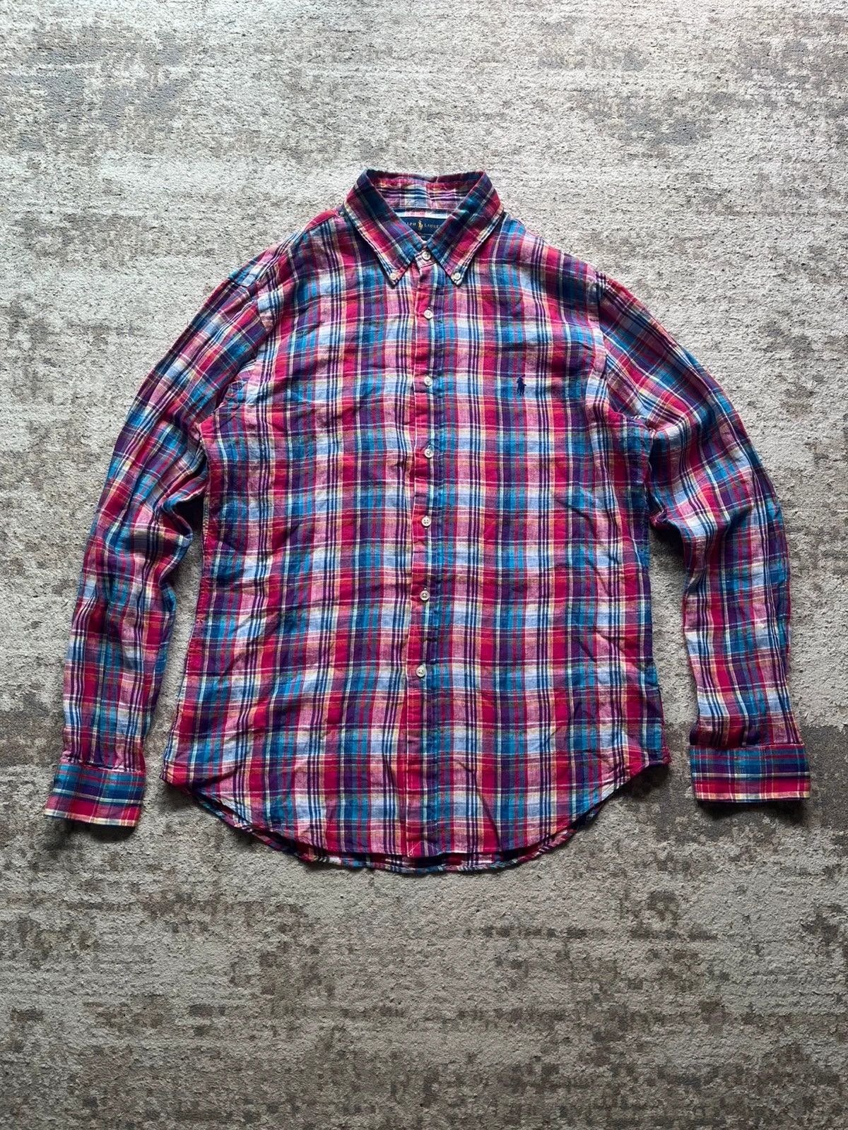 Ralph Lauren Polo Ralph Lauren Checked Plaid Shirt Sz L 100% Linen Size US L / EU 52-54 / 3 - 13 Thumbnail
