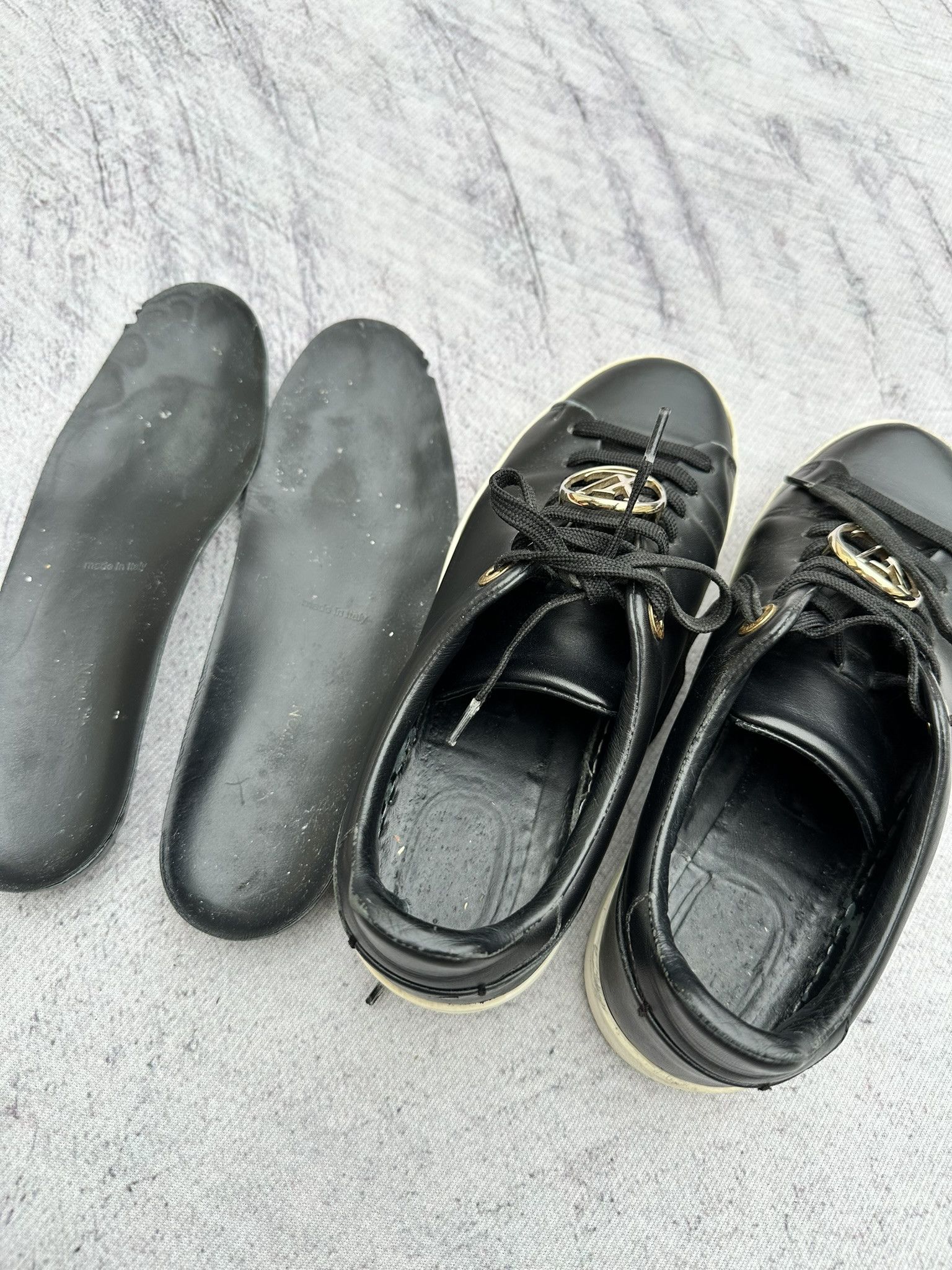 Louis Vuitton Louis Vuitton Frontrow Sneakers LV Metal Lace Logo Leather Size US 5.5 / IT 35.5 - 14 Thumbnail