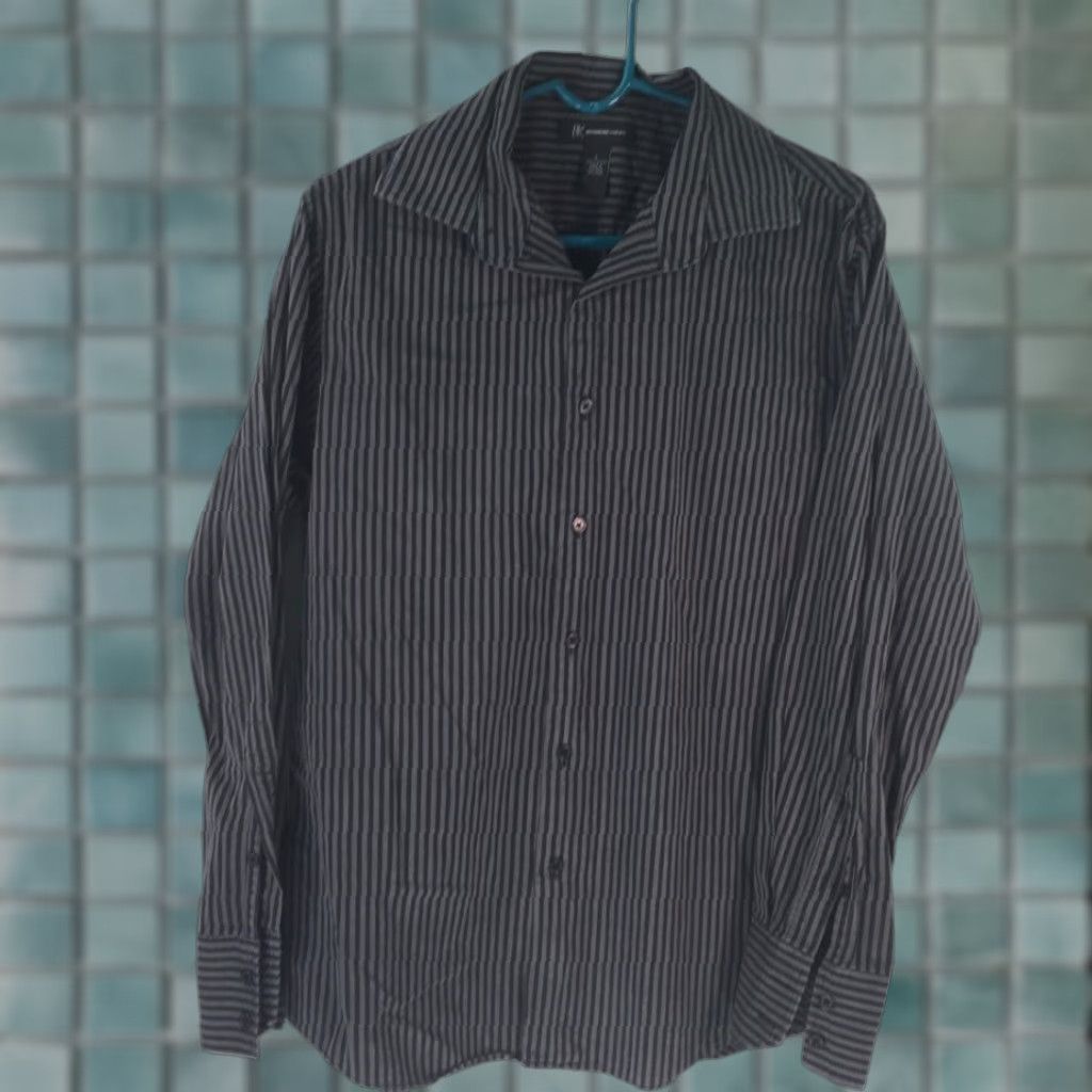 Vintage INC International Concepts Shirt Mens Size L Black Striped Button Front Shirt Button-Up Long Sleeve Size US L / EU 52-54 / 3 - 1 Thumbnail
