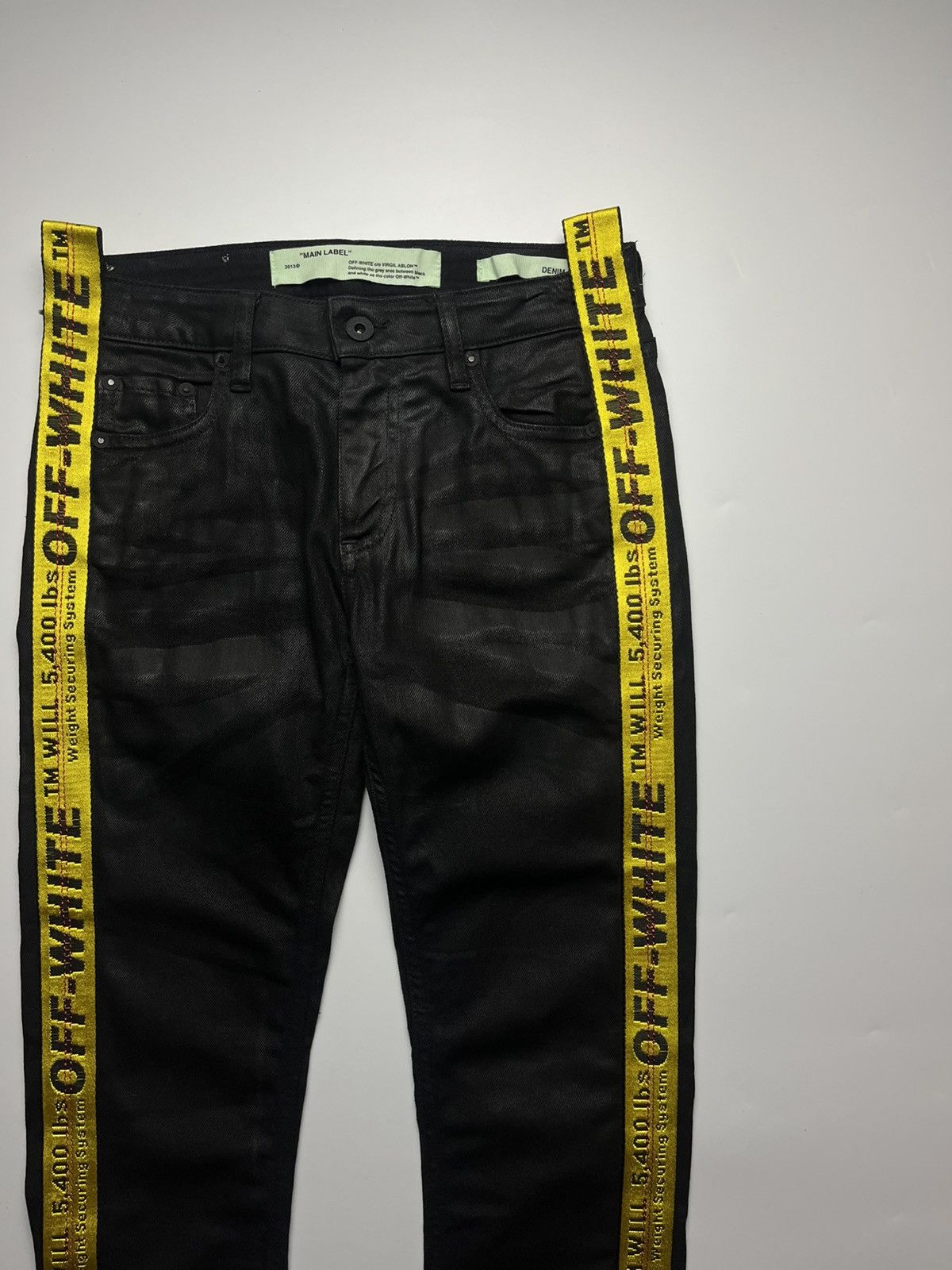 Off-White Off-White Virgil Abloh Era Waxed Jeans Industrial Stripe Size 26" / US 2 / IT 38 - 4 Thumbnail