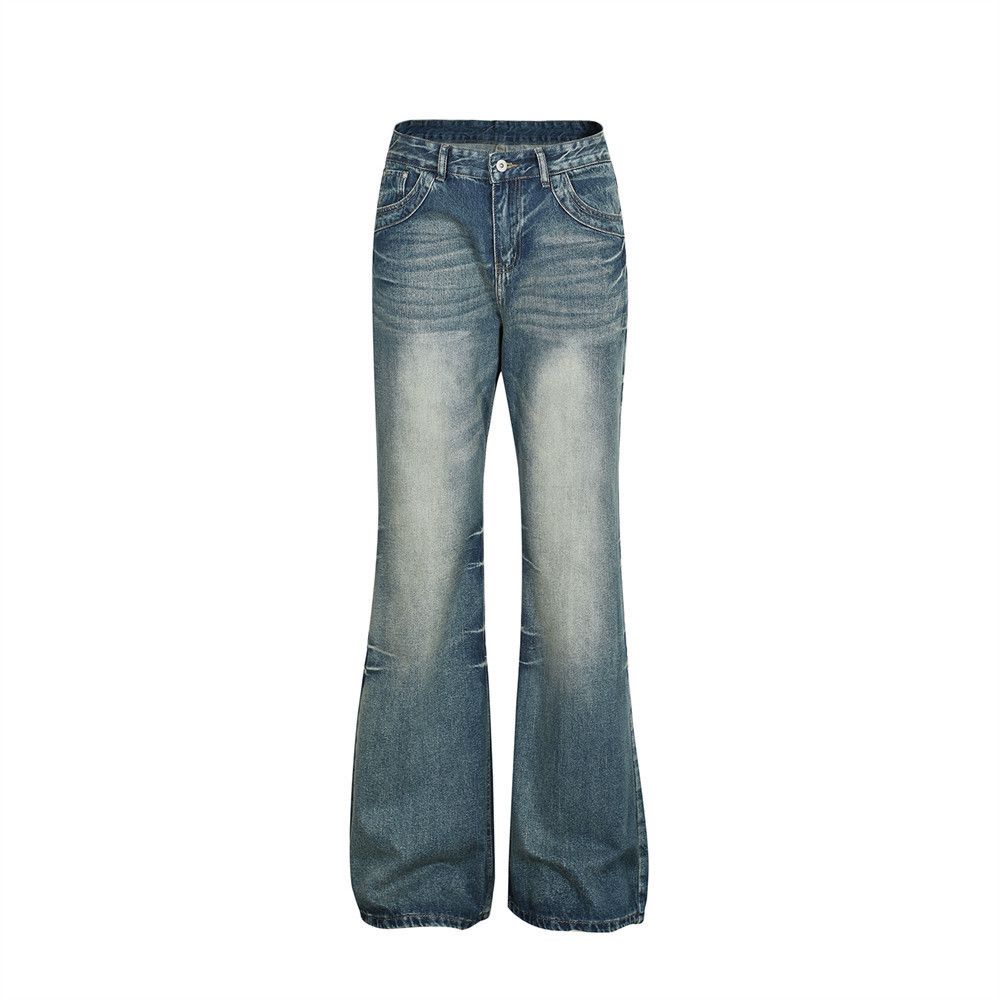 Japanese Brand × Jean Vintage washed distressed loose wide-leg flared jeans Size US 33 - 1 Thumbnail