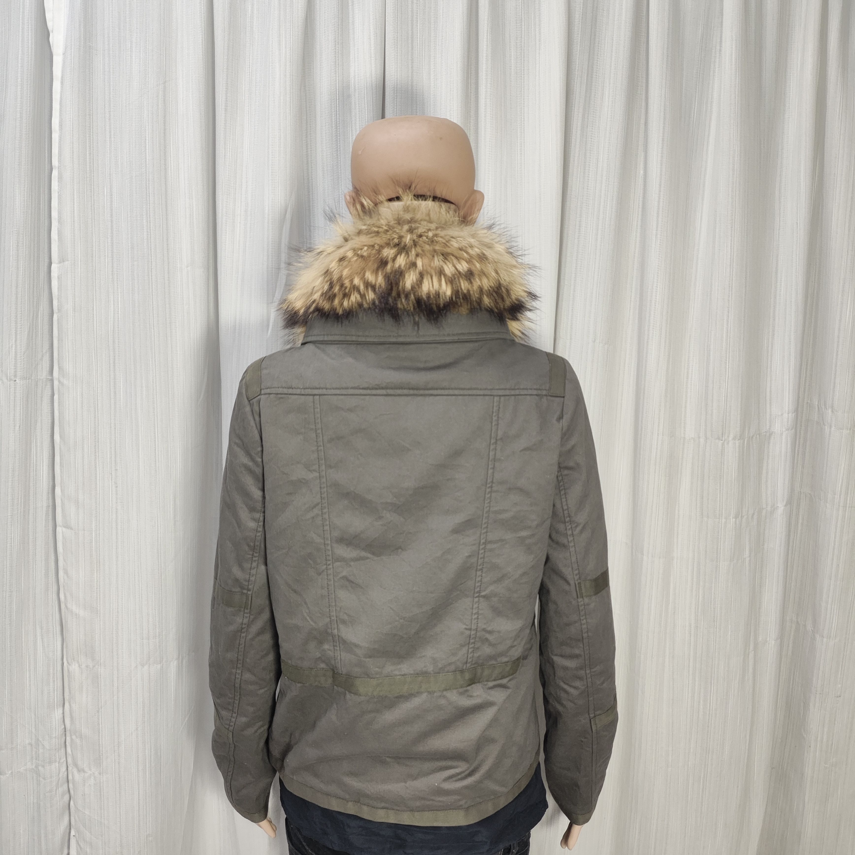Yves Salomon ARMY Yves Salomon Cement Grey Khaki Fur Zip Up Jacket Size XS / US 0-2 / IT 36-38 - 6 Thumbnail