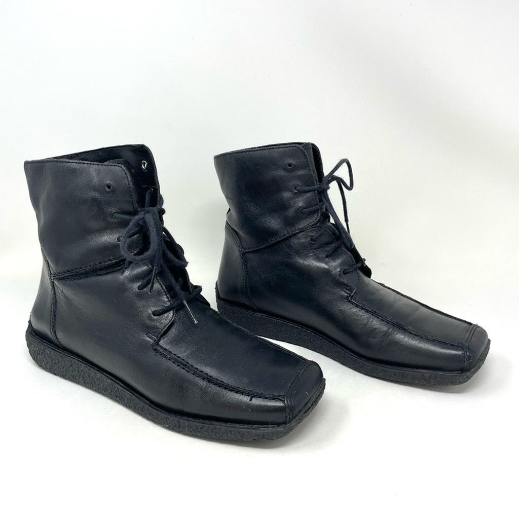 Denver Hayes VTG Denver Hayes Black Leather Square Toe Flate Booties US 8 Size US 8 / IT 38 - 3 Thumbnail