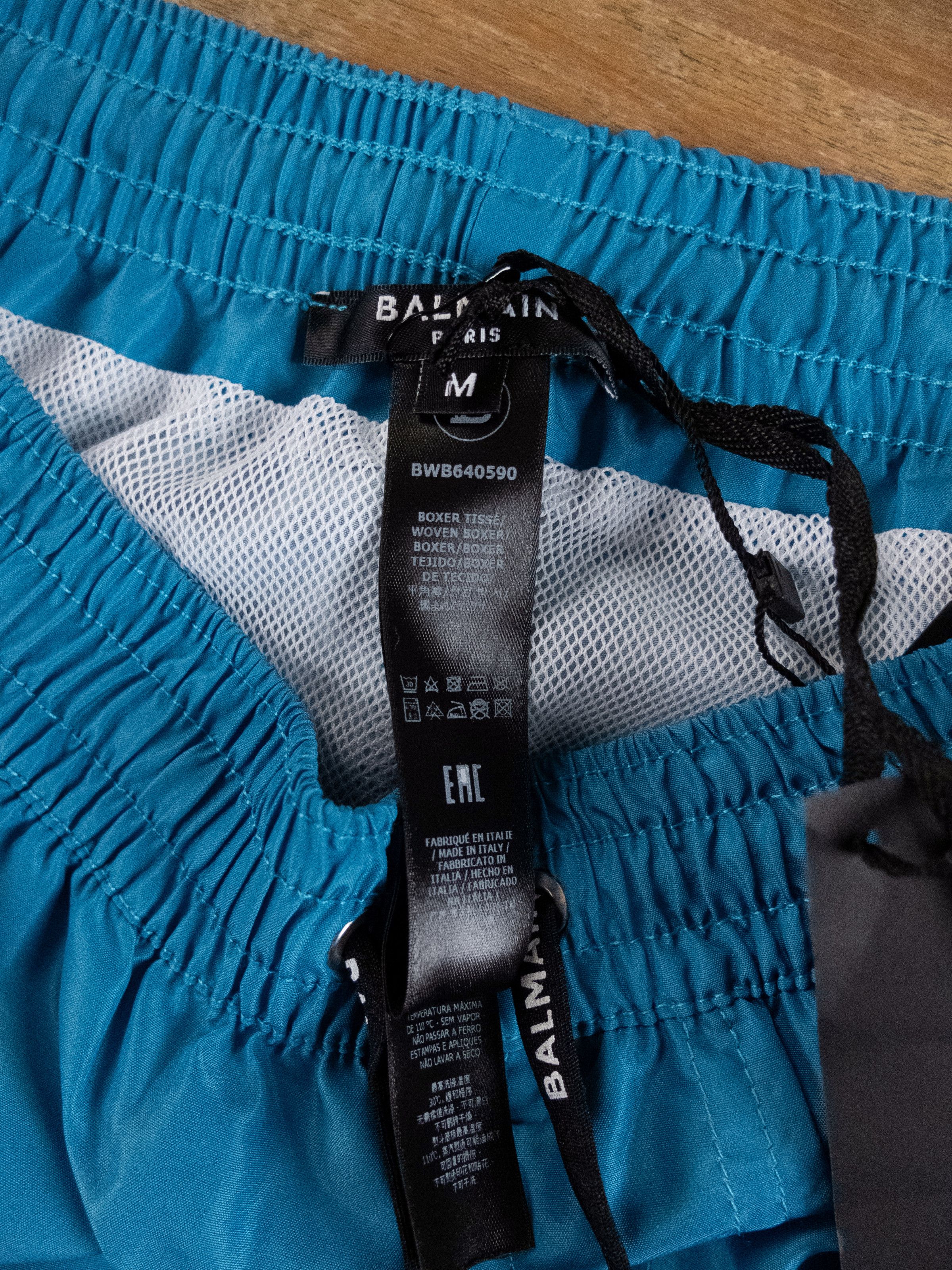 Balmain BALMAIN blue basic logo print swim shorts trunks Medium Size US 32 / EU 48 - 9 Thumbnail