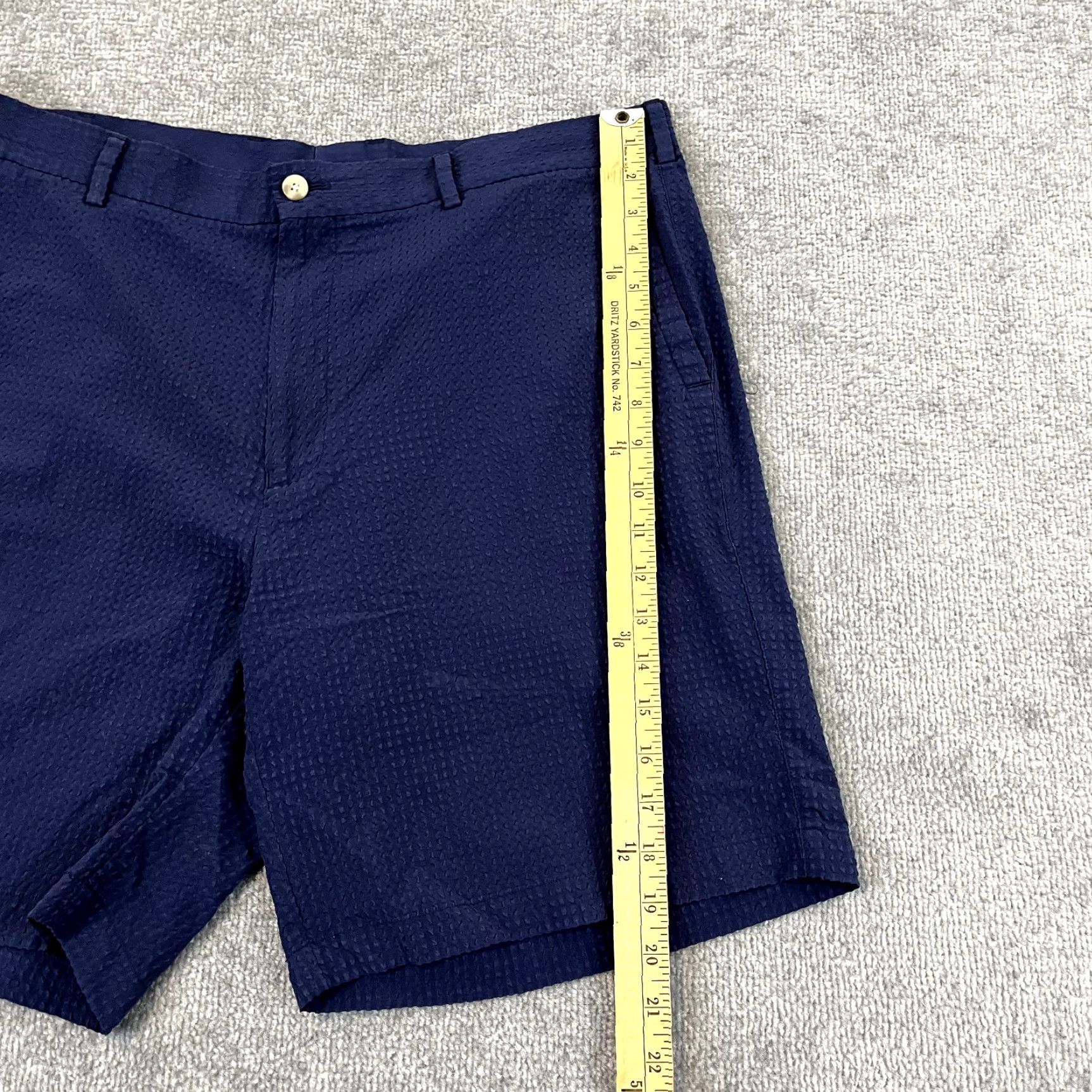 Peter Millar PETER MILLAR Shorts Mens 38 Chino Blue 8" Inseam Textured Golf Performance Crown Logo 5-Pocket Zipper Regular Stretch Breathable Size US 38 / EU 54 - 5 Thumbnail