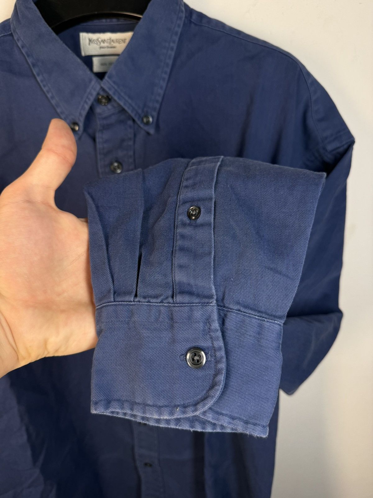 Yves Saint Laurent Blue YSL Shirt Heavy Cotton Vintage Yves Saint Laurent Dress Size US XL / EU 56 / 4 - 10 Thumbnail
