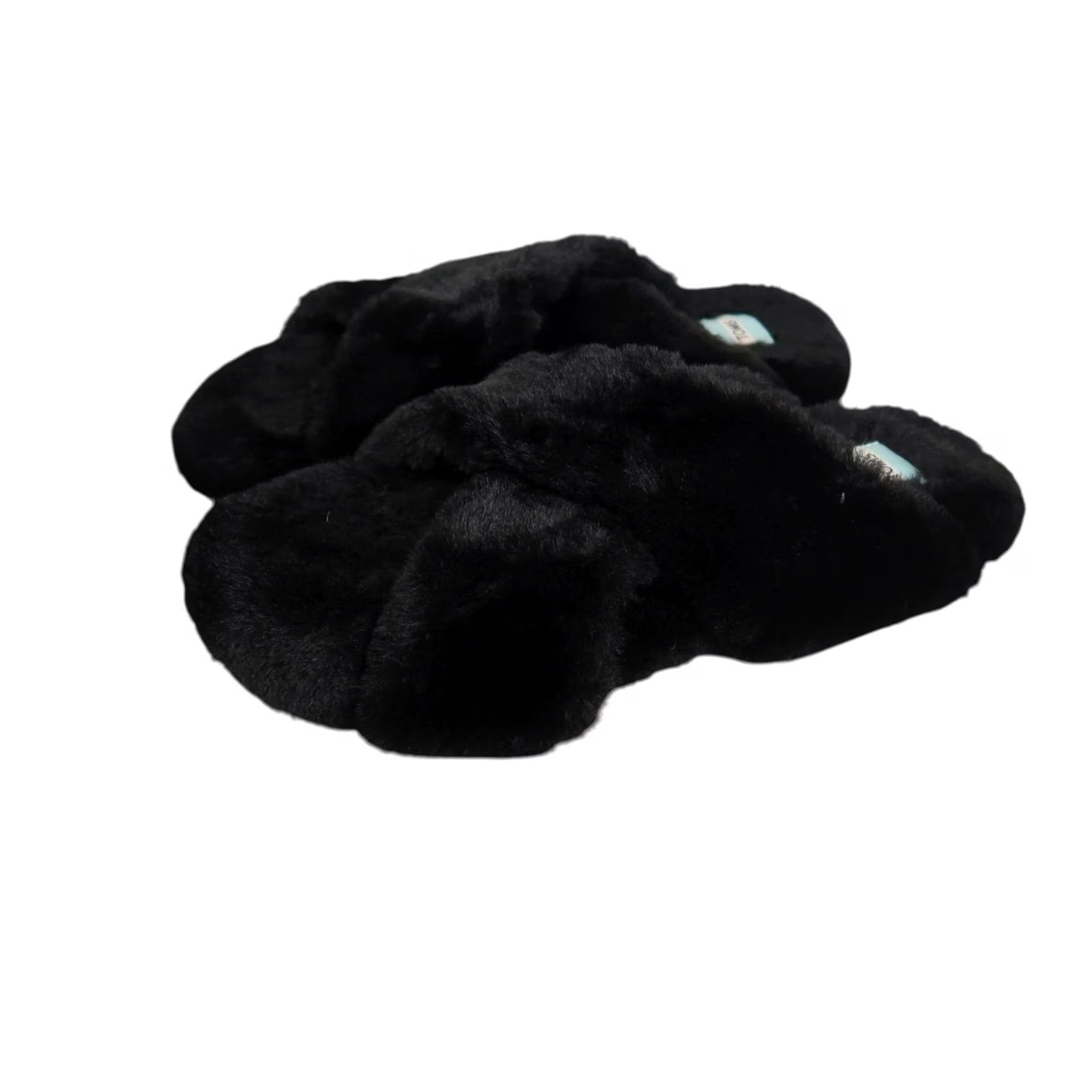 Toms Toms Slippers Faux Fur Criss Cross Black Size 8 Women's Size ONE SIZE - 3 Thumbnail
