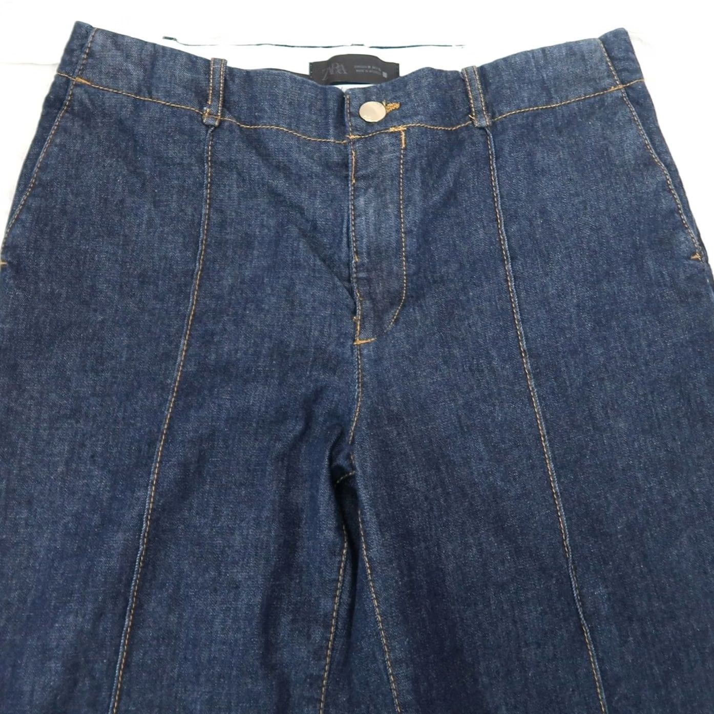 Zara VINTAGE Zara Dark Wash Blue Denim Mid Rise Wide Leg Jeans M Size 32" / US 10 / IT 46 - 2 Thumbnail