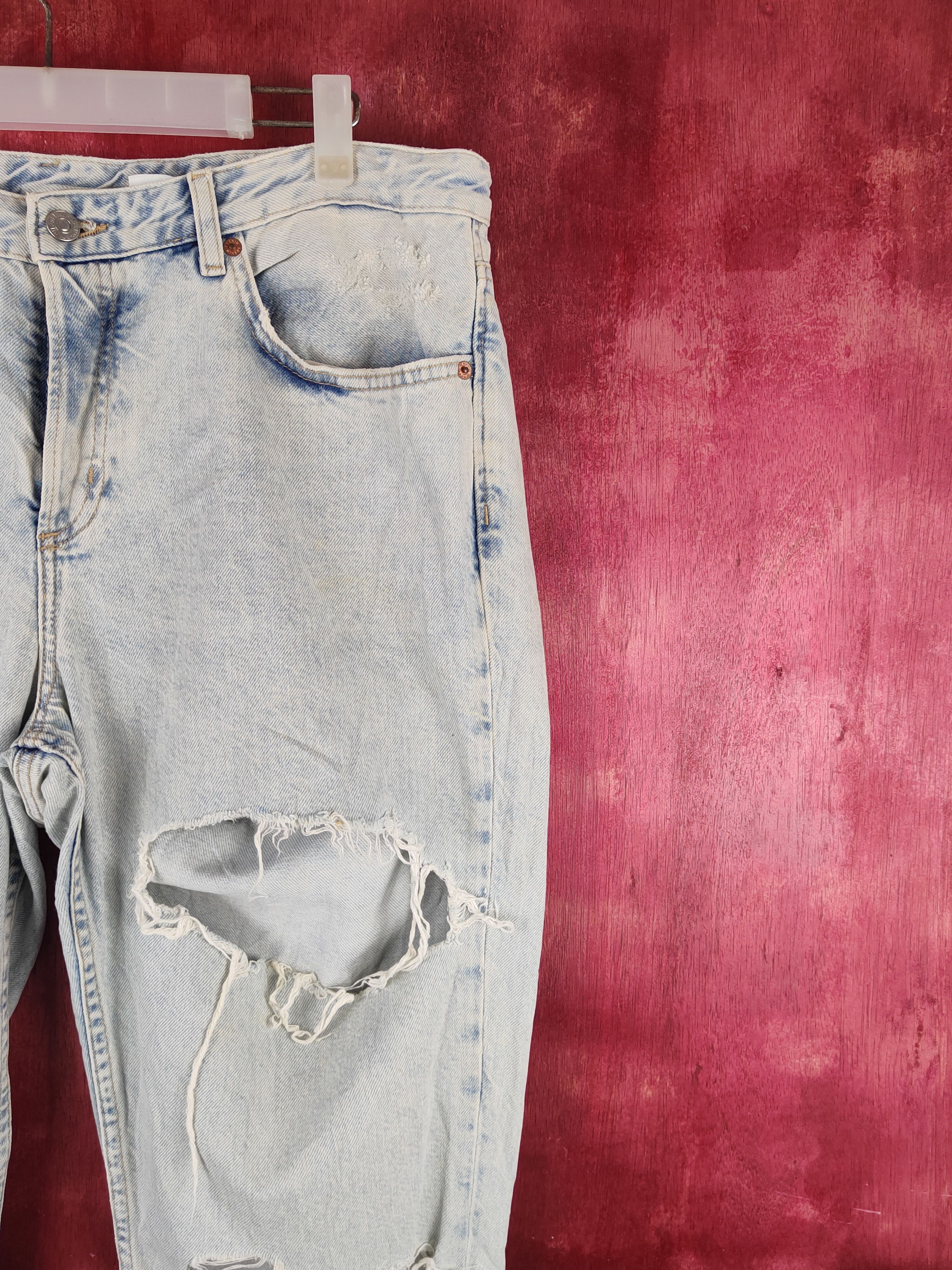 Japanese Brand & Denim Blue Faded Distressed Ripped Jeans #S2357 Size US 33 - 5 Thumbnail