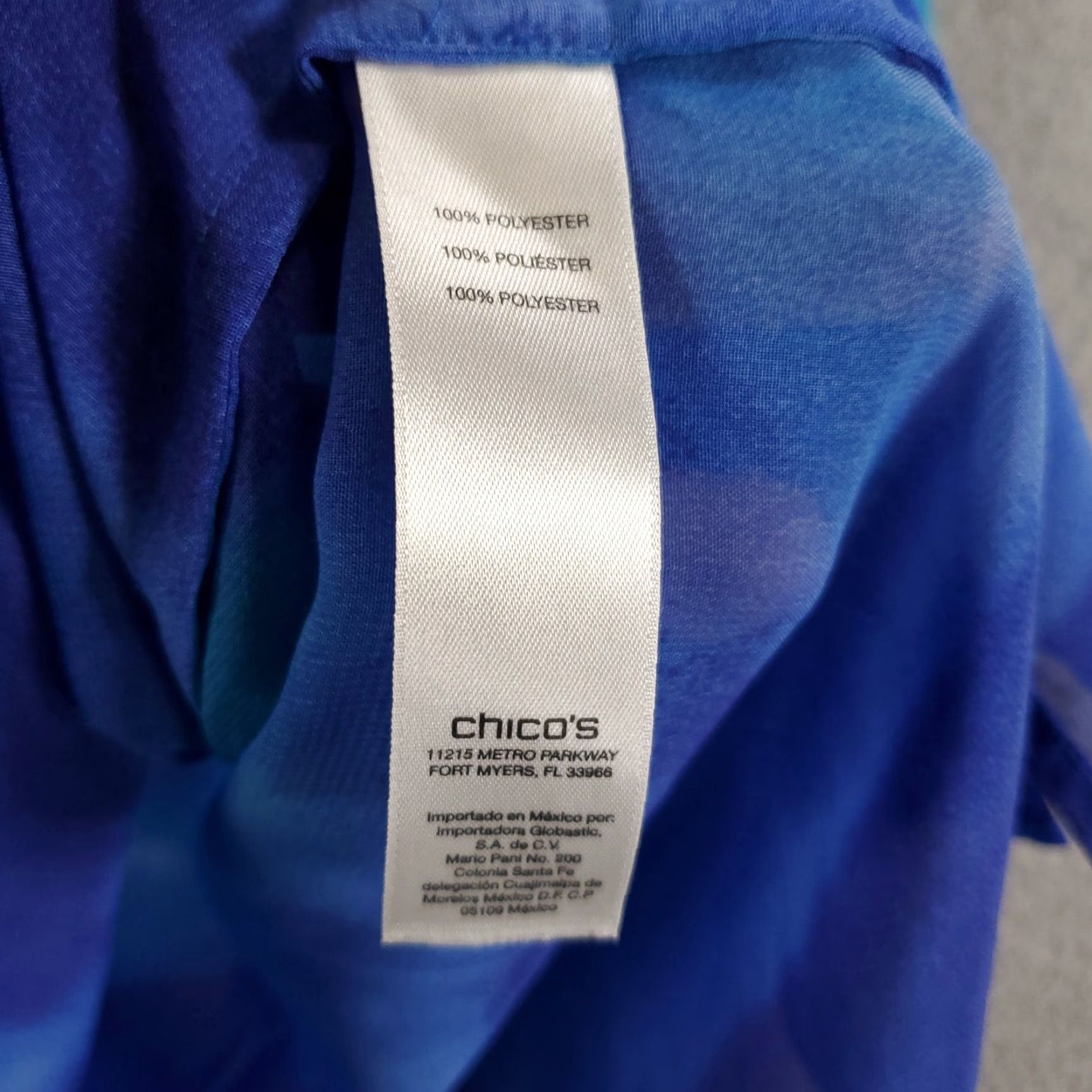 Vintage Chicos Blouse Womens Large Aqua Blue Sheer Abstract Wide Sleeve Flowy 2 Size L / US 10 / IT 46 - 7 Thumbnail
