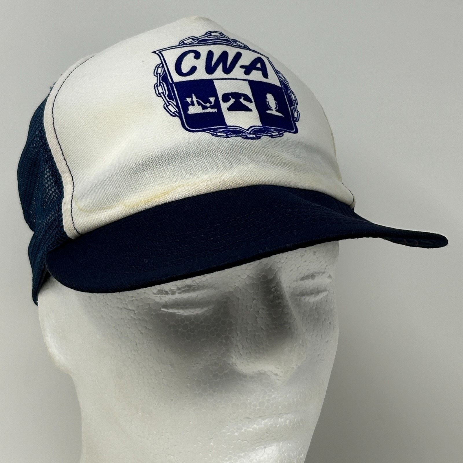Vintage Vintage 80s CWA Communications Workers Trucker Hat Cap Blue Size ONE SIZE - 12 Thumbnail