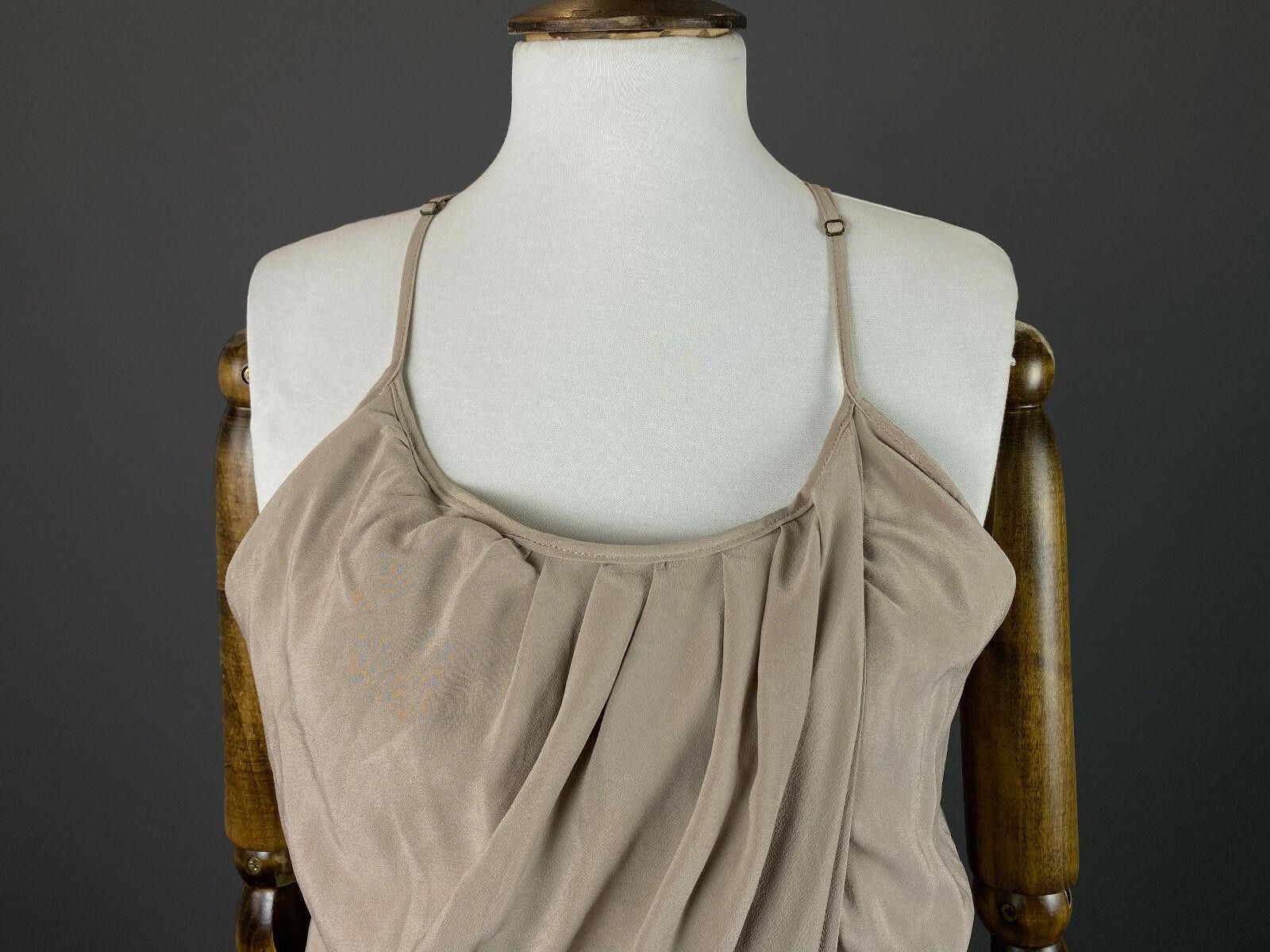 Designer Anine Bing Beige Silk Designer Open Shoulder Dress Size XS Size XS / US 0-2 / IT 36-38 - 2 Thumbnail