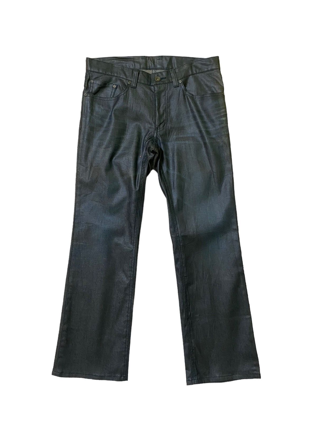 image of Vintage Design Back Number Waxed Denim Jeans in Black, Men's (Size 31)