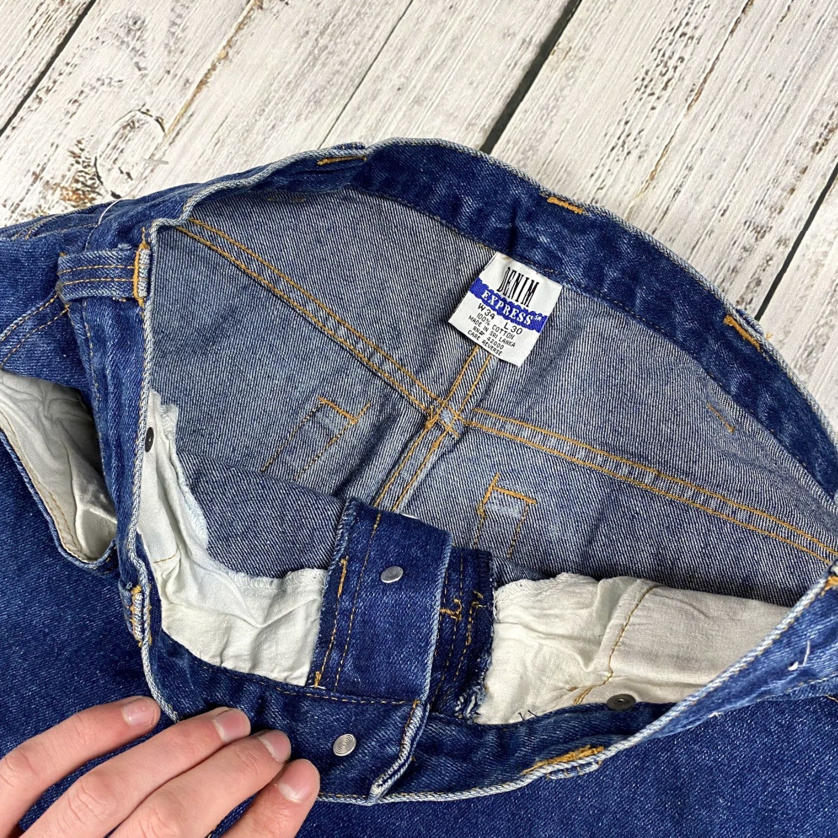 Express VINTAGE Express Jeans Denim 34x30 Tapered 100% Cotton Dark Wash 5-Pocket Mens Retro Streetwear 80s 90s Size US 34 / EU 50 - 4 Thumbnail